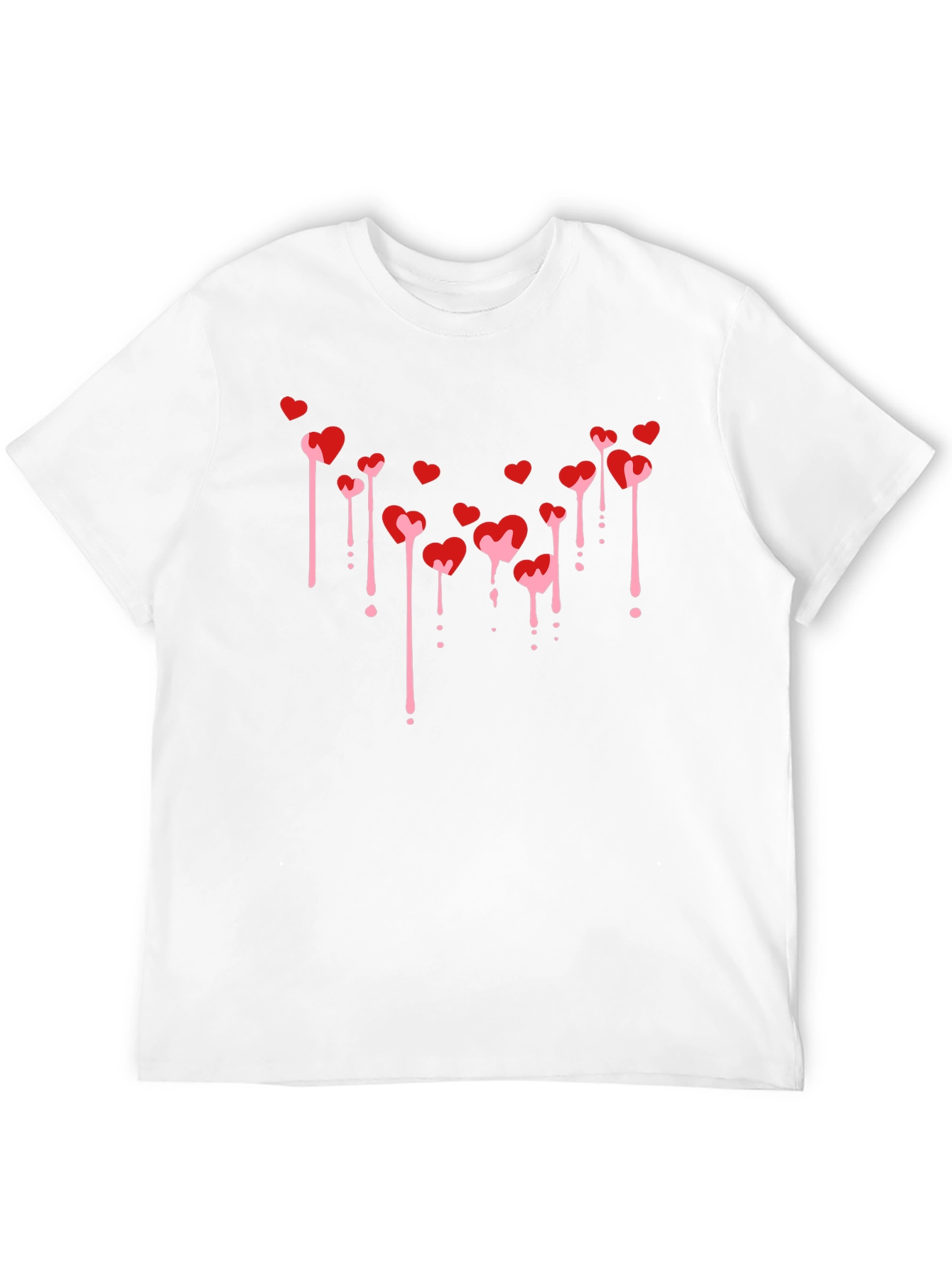Mens Black T-Shirt with Dripping Hearts