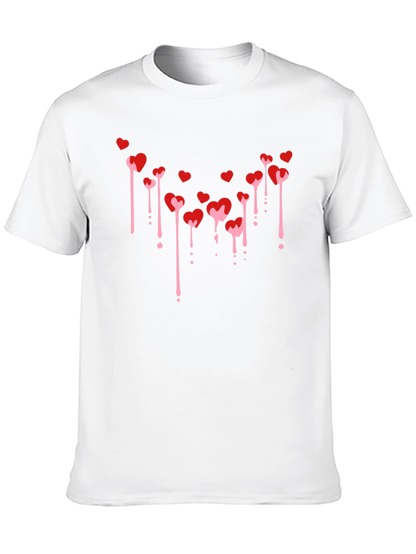 Mens Black T-Shirt with Dripping Hearts