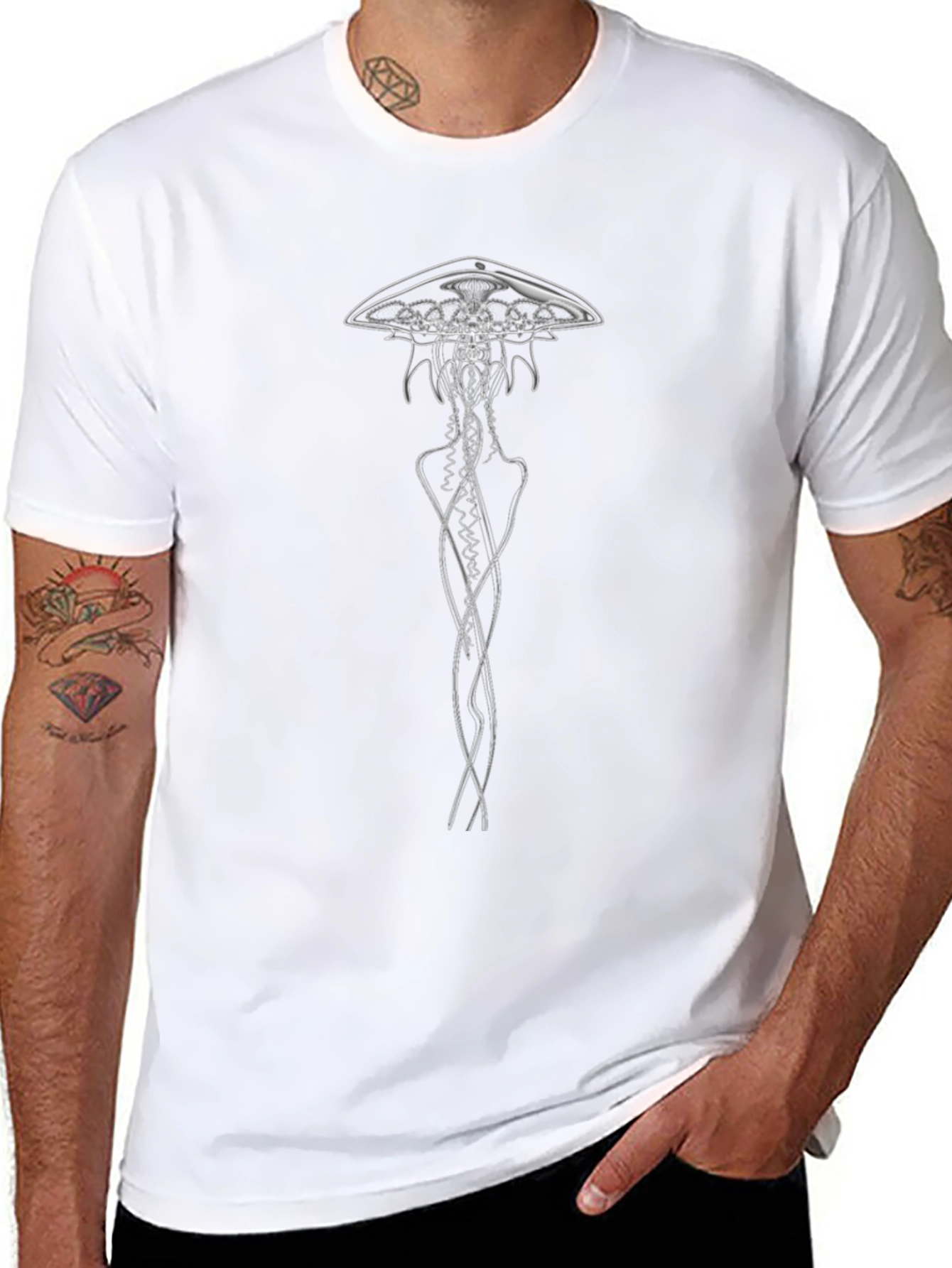 Unique Jellyfish Graphic Black T-Shirt