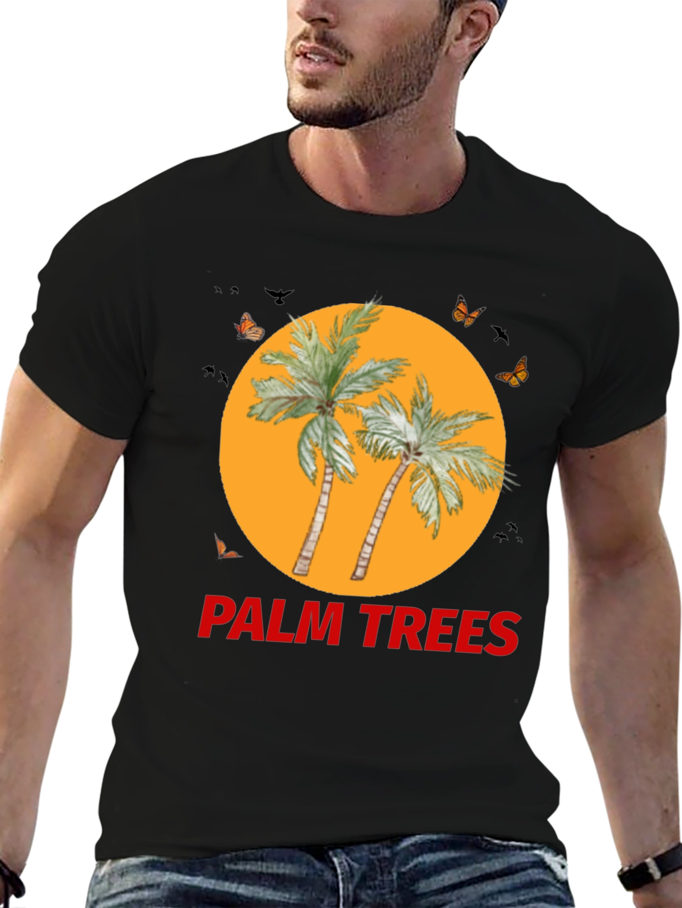 Palm Trees Graphic Tee - Black