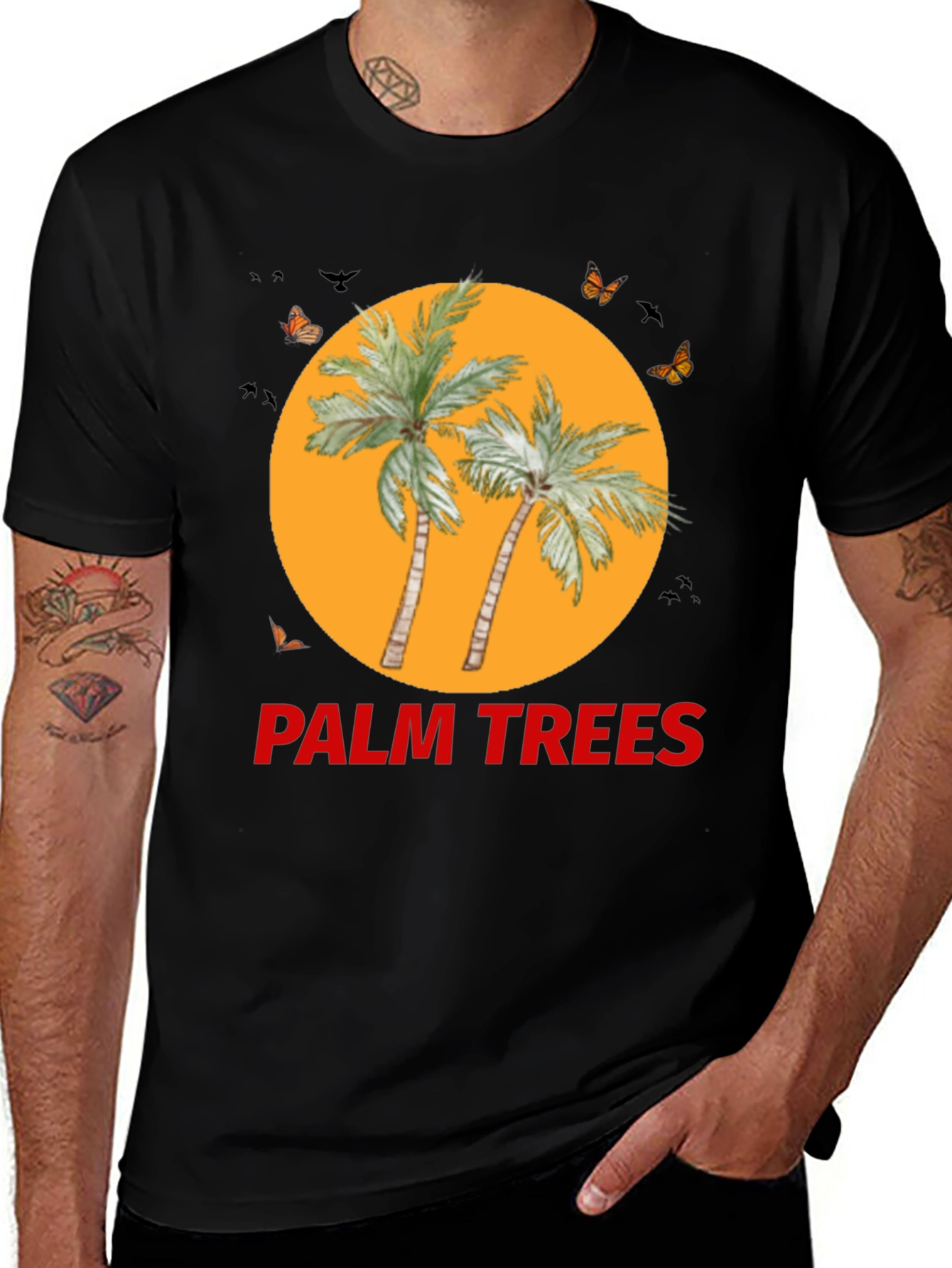 Palm Trees Graphic Tee - Black