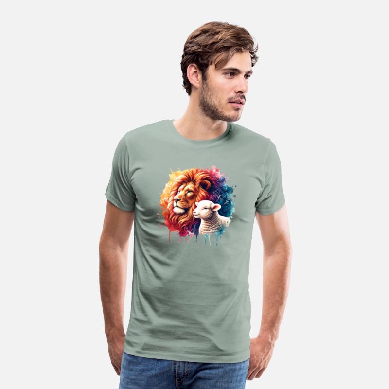 Lion and Lamb Christian Watercolor Design