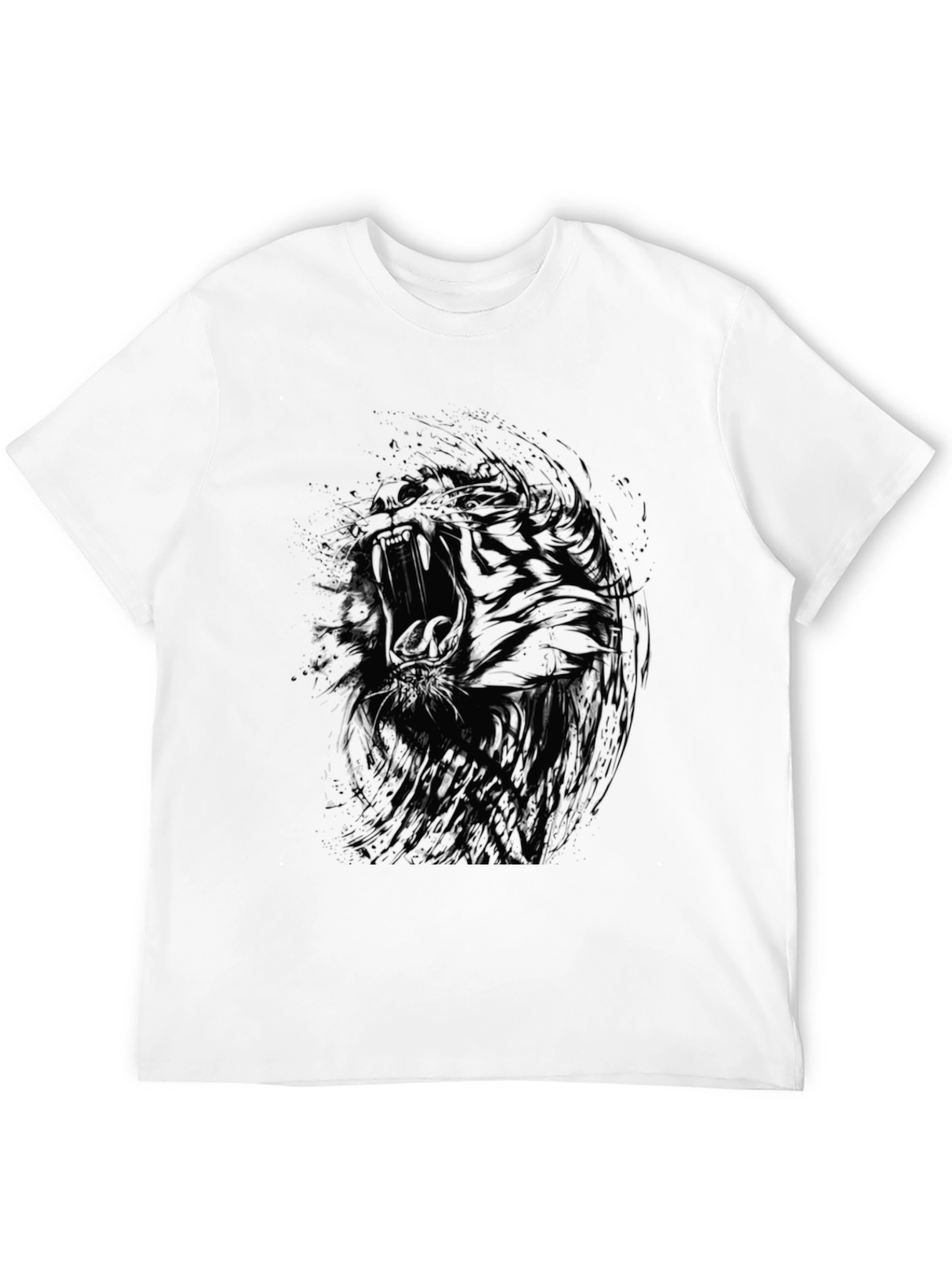 Abstract Tiger Graphic Print Crew Neck T-Shirt