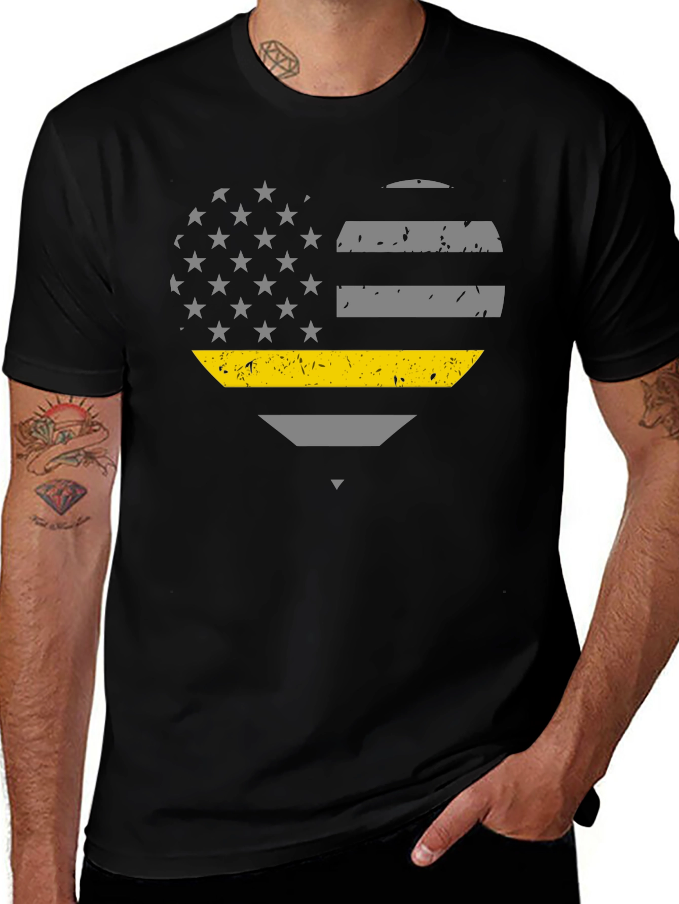 Thin Yellow Line Heart T-Shirt - Dispatcher Support