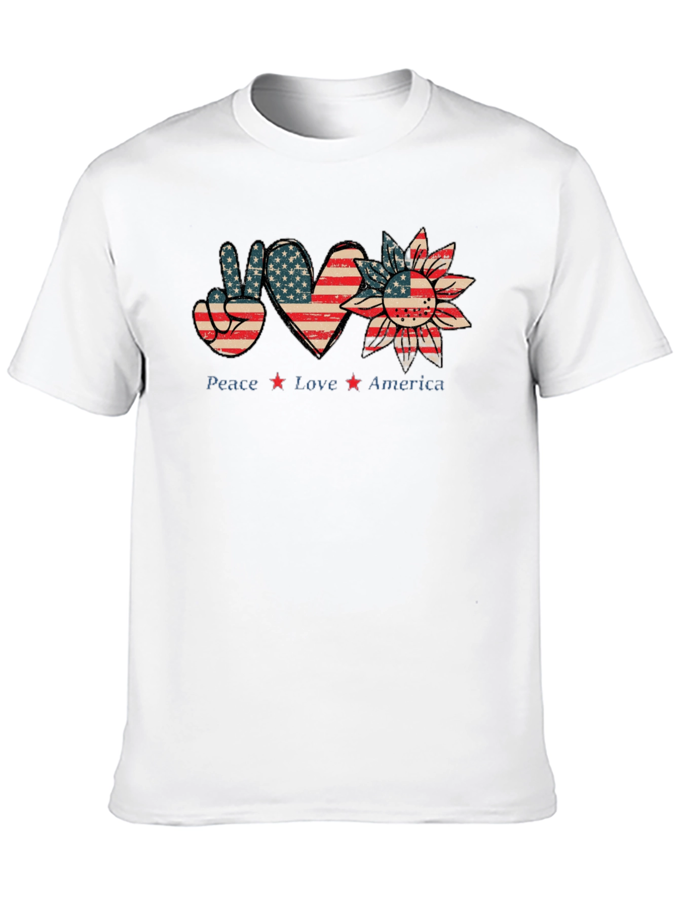 Patriotic Peace Love America Graphic T-Shirt