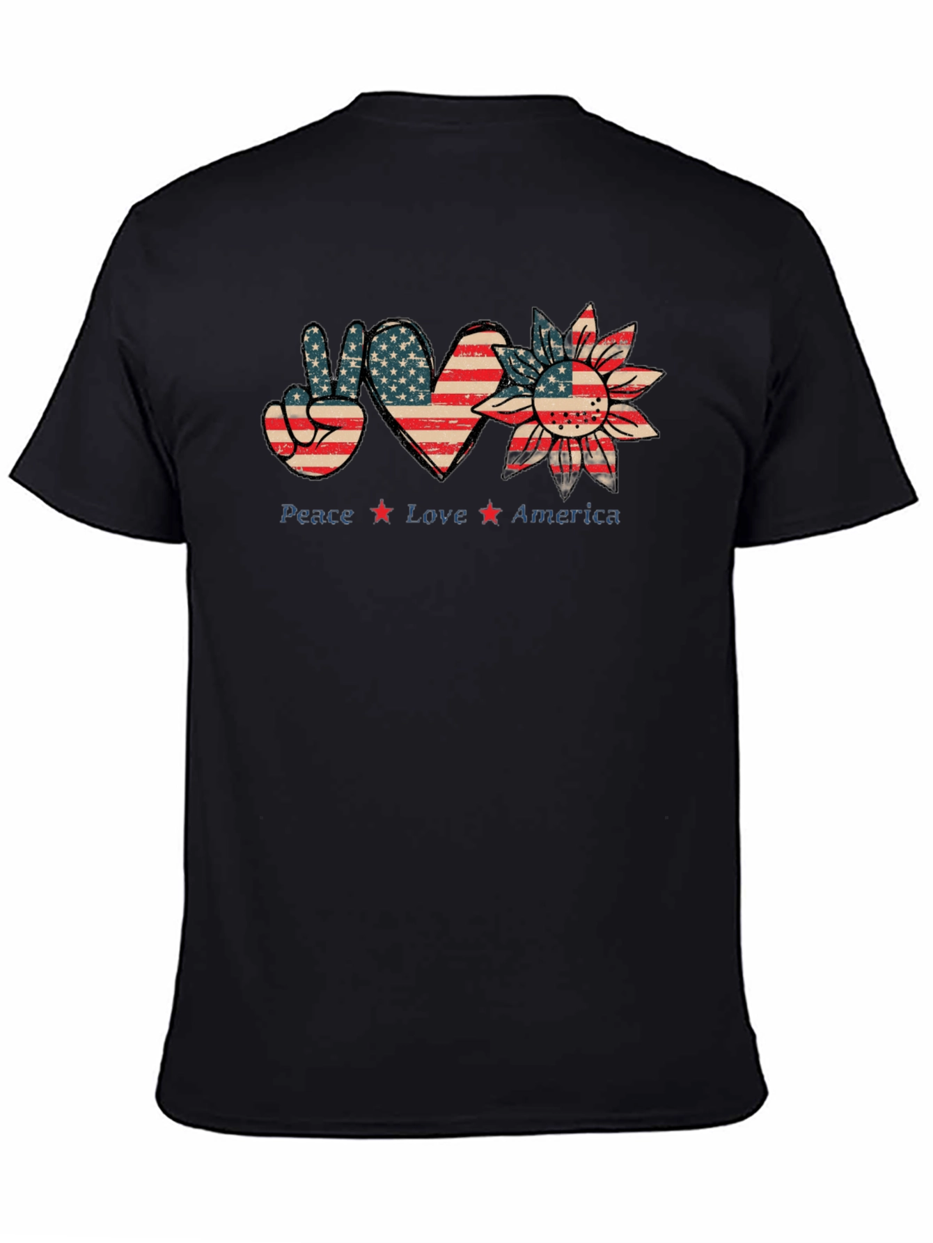 Patriotic Peace Love America Graphic T-Shirt