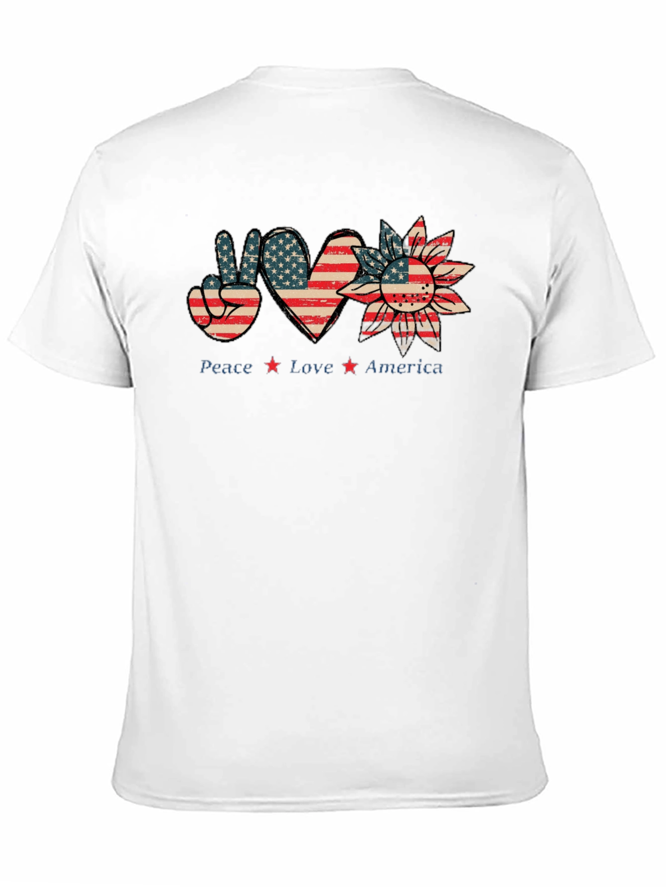 Patriotic Peace Love America Graphic T-Shirt