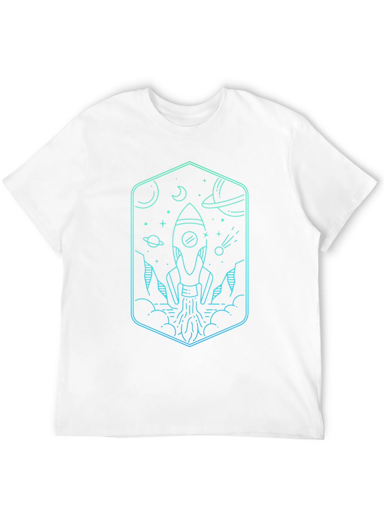 Space Rocket Graphic Tee - Black Cotton Blend