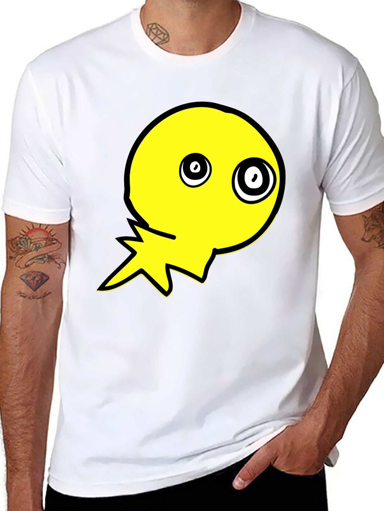 Crazy Eye Yellow Graphic Black T-Shirt