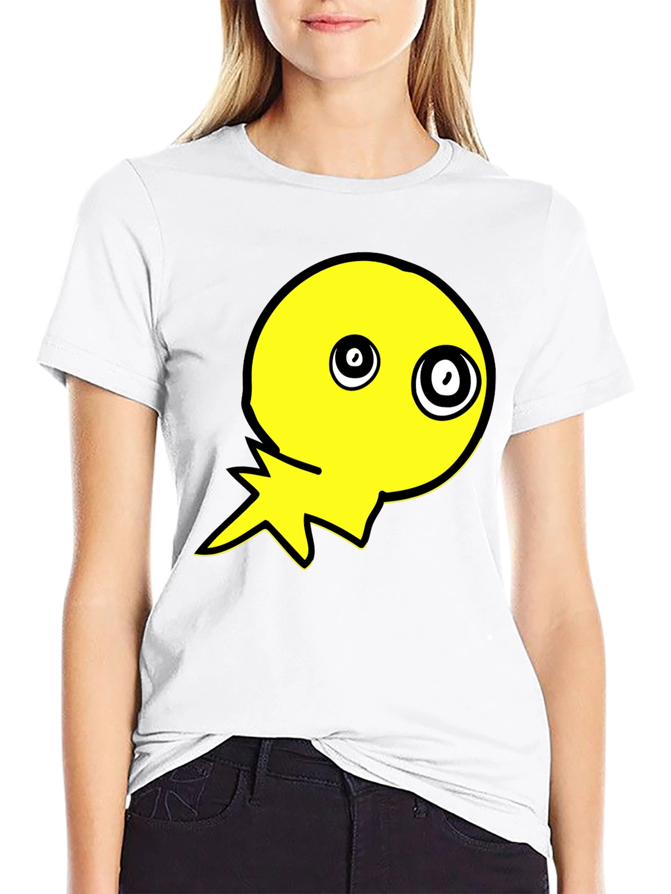 Crazy Eye Yellow Graphic Black T-Shirt
