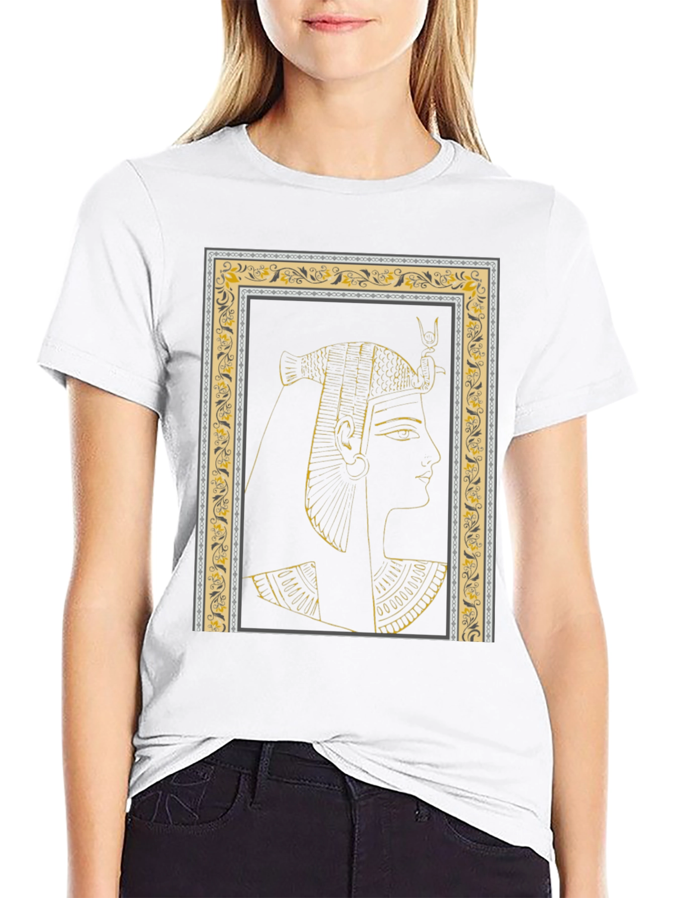 Egyptian Queen Graphic Tee - Black Cotton T-Shirt