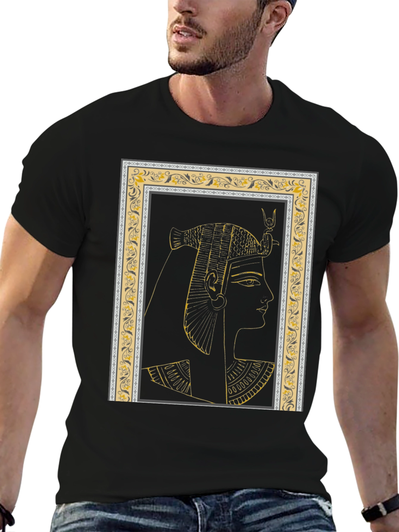 Egyptian Queen Graphic Tee - Black Cotton T-Shirt