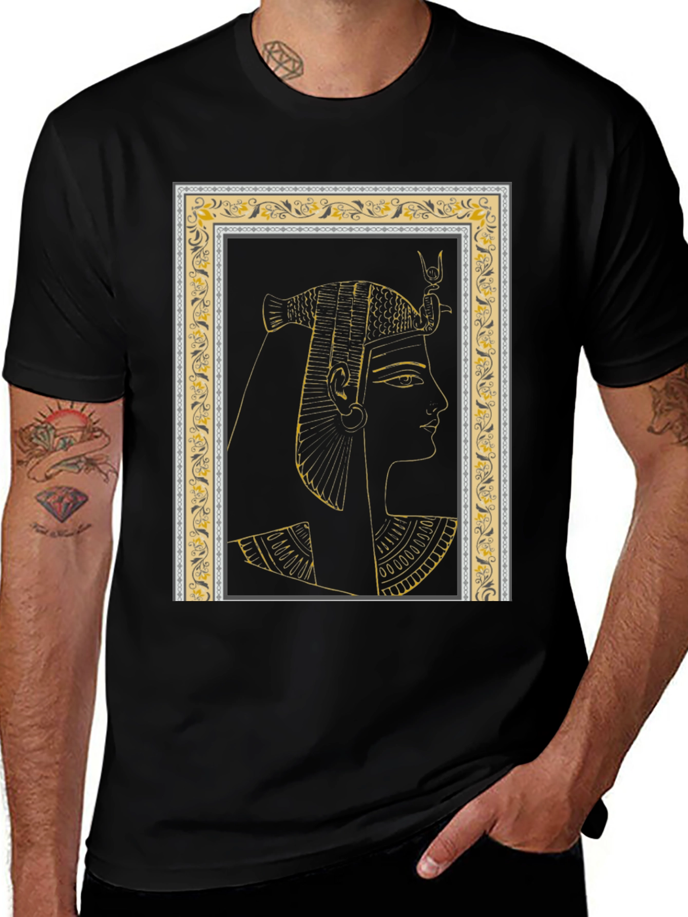 Egyptian Queen Graphic Tee - Black Cotton T-Shirt