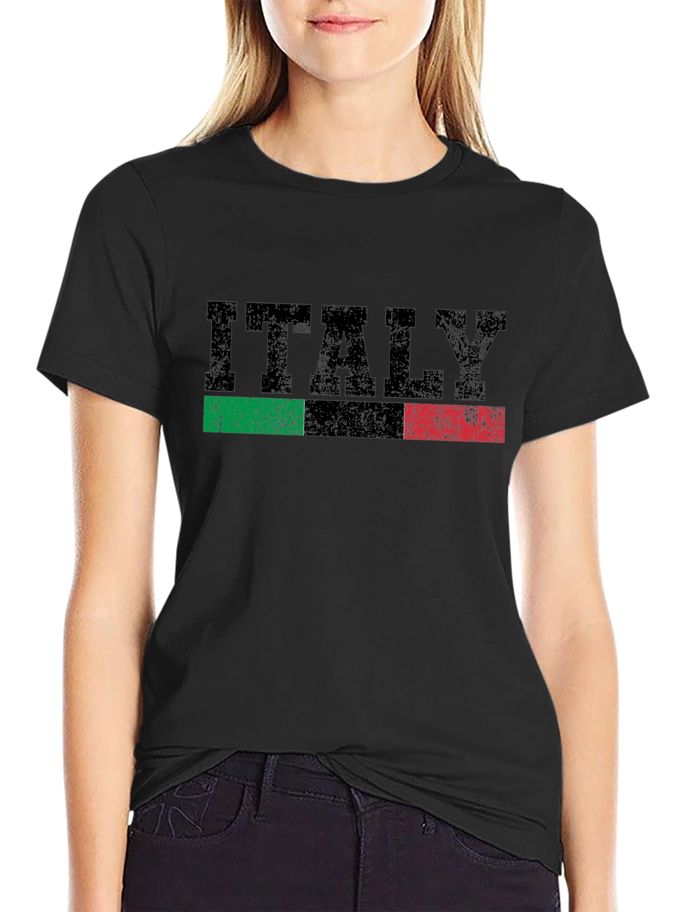 Italy Flag Graphic T-Shirt - Black