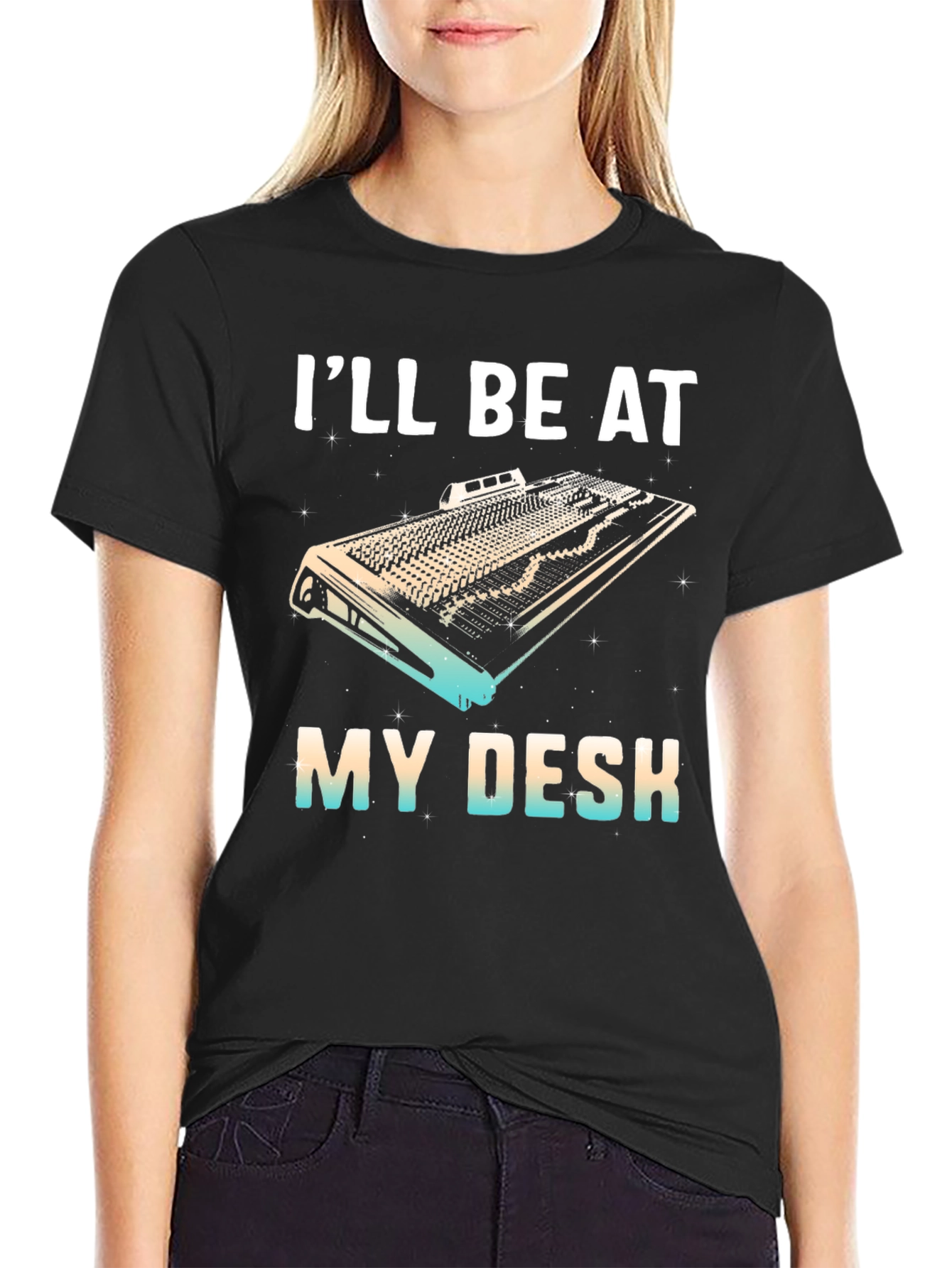 Ill Be At My Desk Black T-Shirt