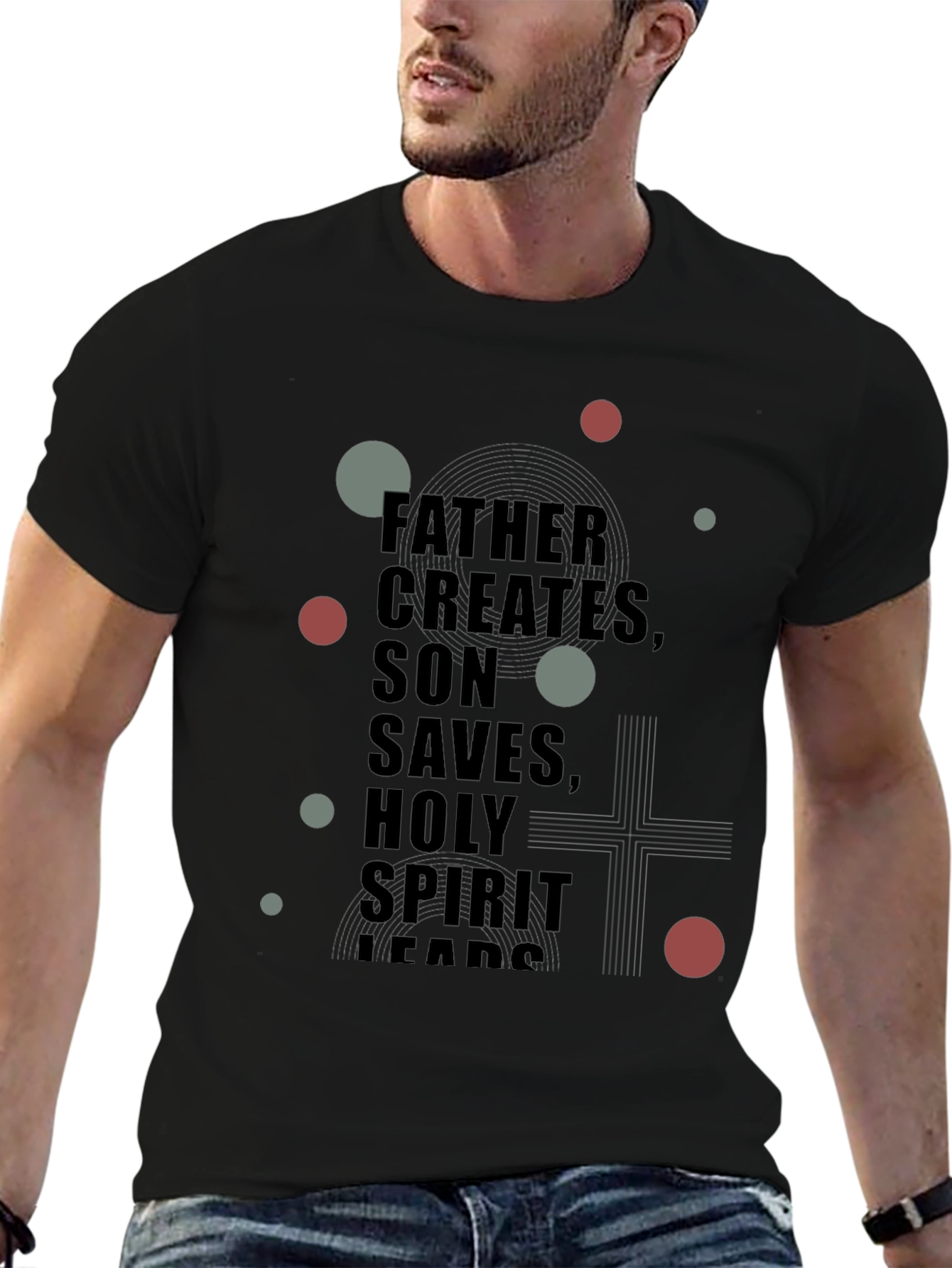 Father Son and Holy Spirit Graphic Black T-Shirt