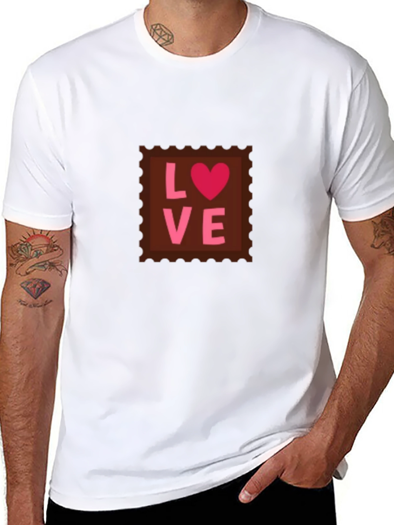 Love Stamp T-Shirt - Black Valentines Day Tee
