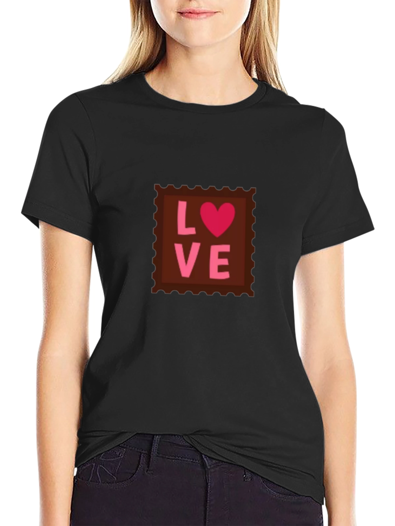 Love Stamp T-Shirt - Black Valentines Day Tee