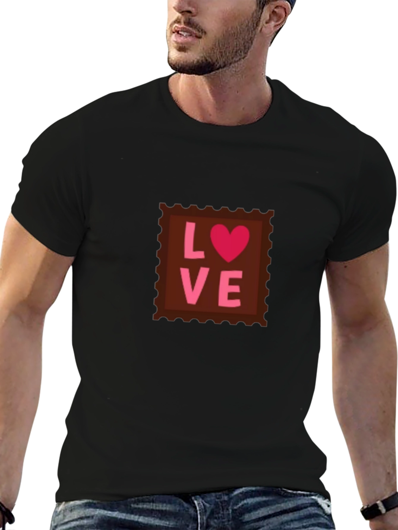 Love Stamp T-Shirt - Black Valentines Day Tee