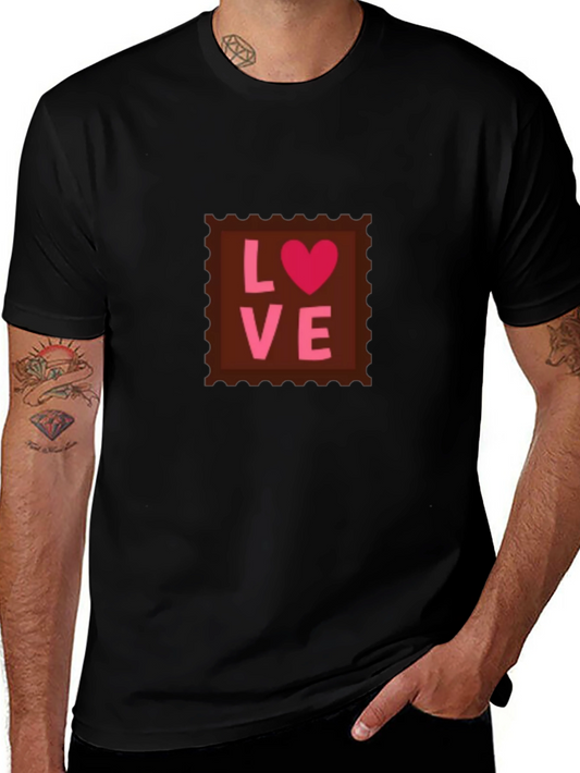 Love Stamp T-Shirt - Black Valentines Day Tee