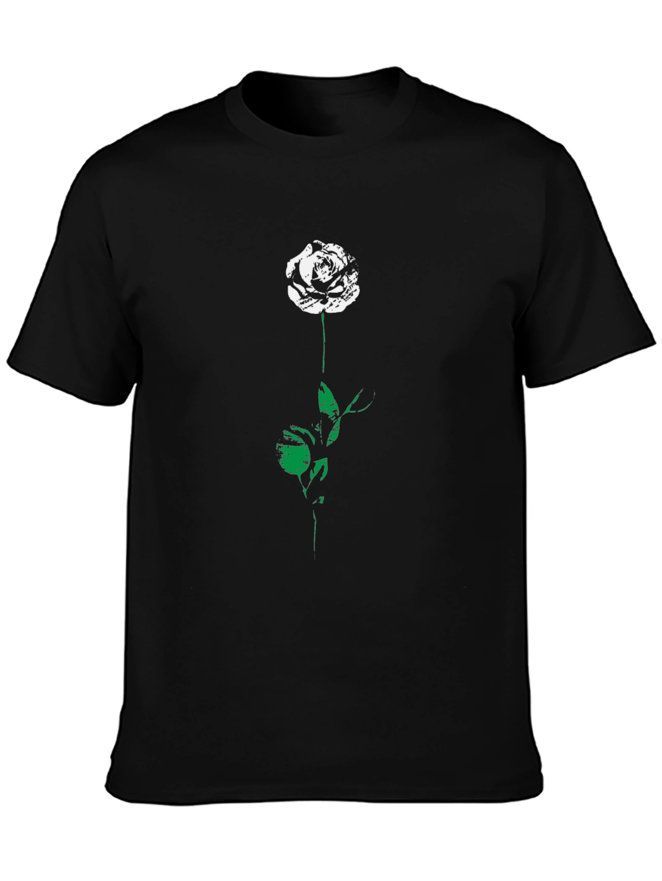 Rose Graphic Tee - Black Cotton Blend Shirt