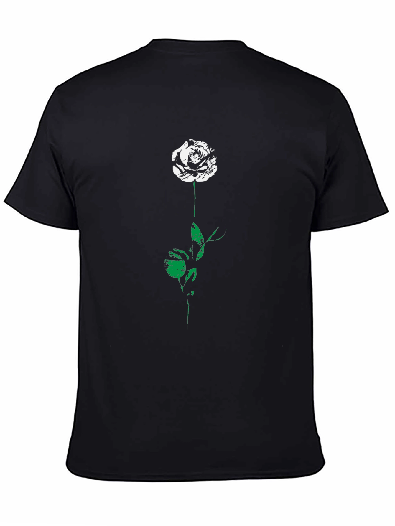 Rose Graphic Tee - Black Cotton Blend Shirt
