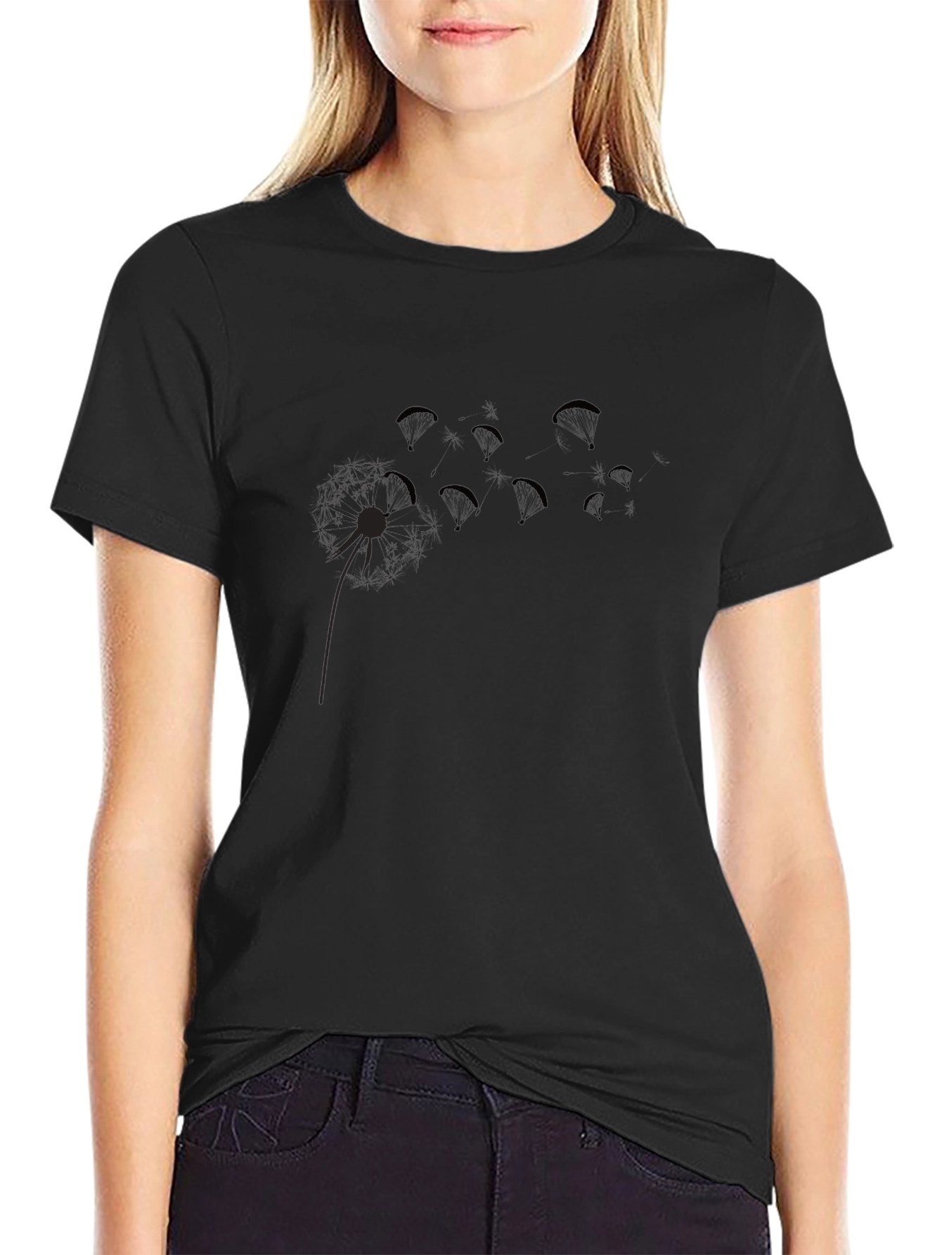 Dandelion Paragliding Black T-Shirt