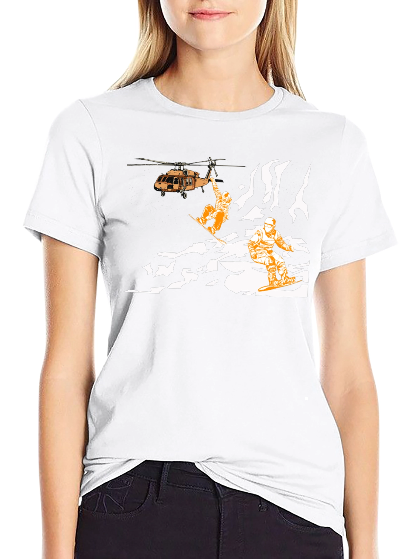 Snowboard Helicopter Rescue Graphic T-Shirt