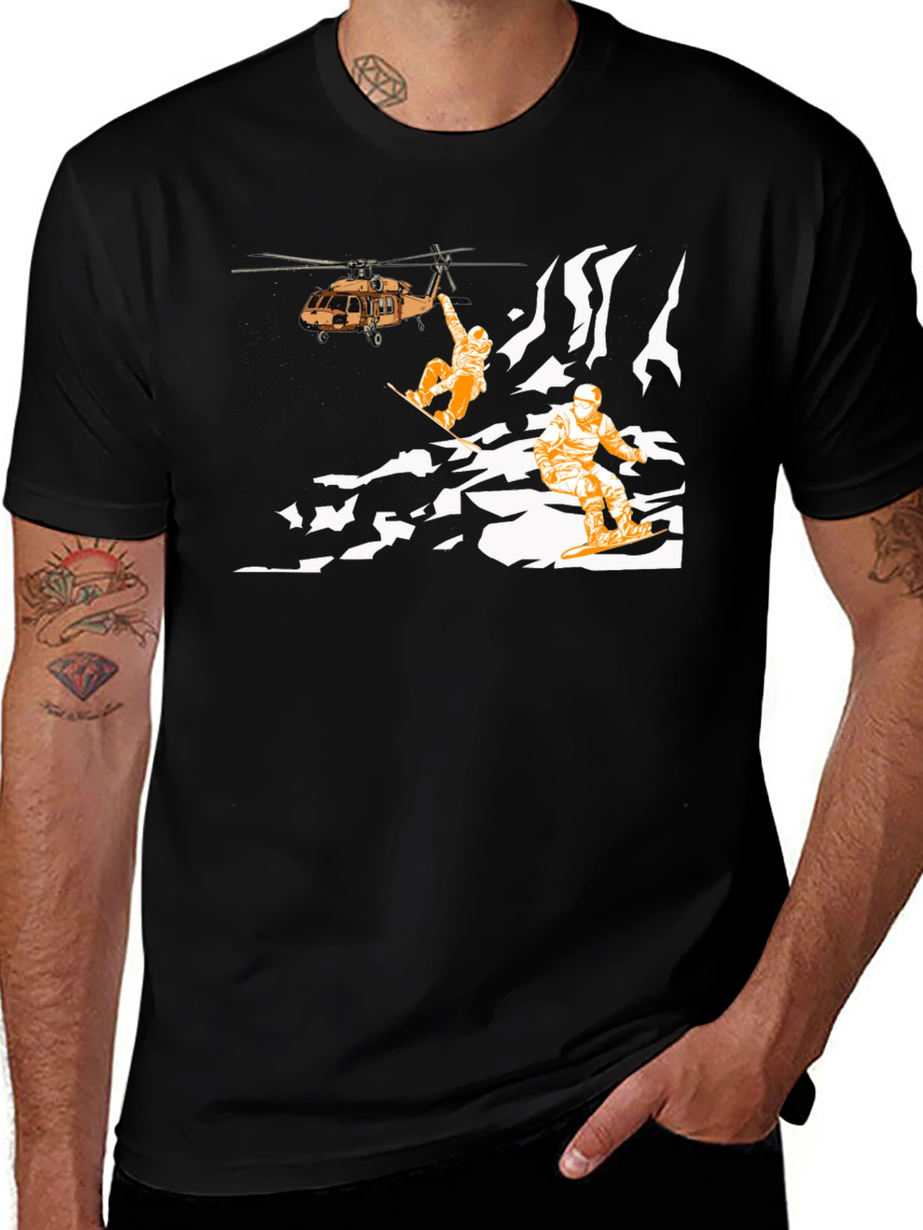 Snowboard Helicopter Rescue Graphic T-Shirt