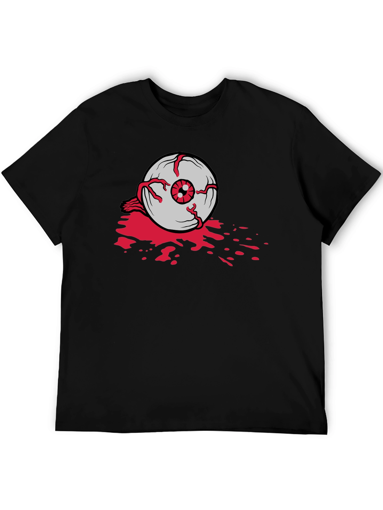 Bloody Eyeball Graphic Tee - Black Cotton Casual Shirt