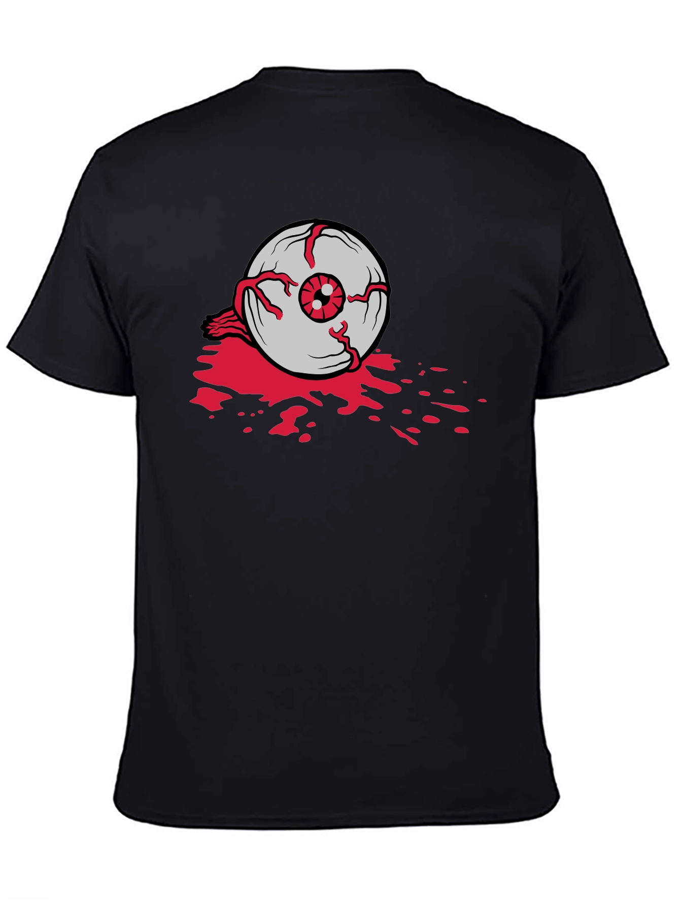 Bloody Eyeball Graphic Tee - Black Cotton Casual Shirt