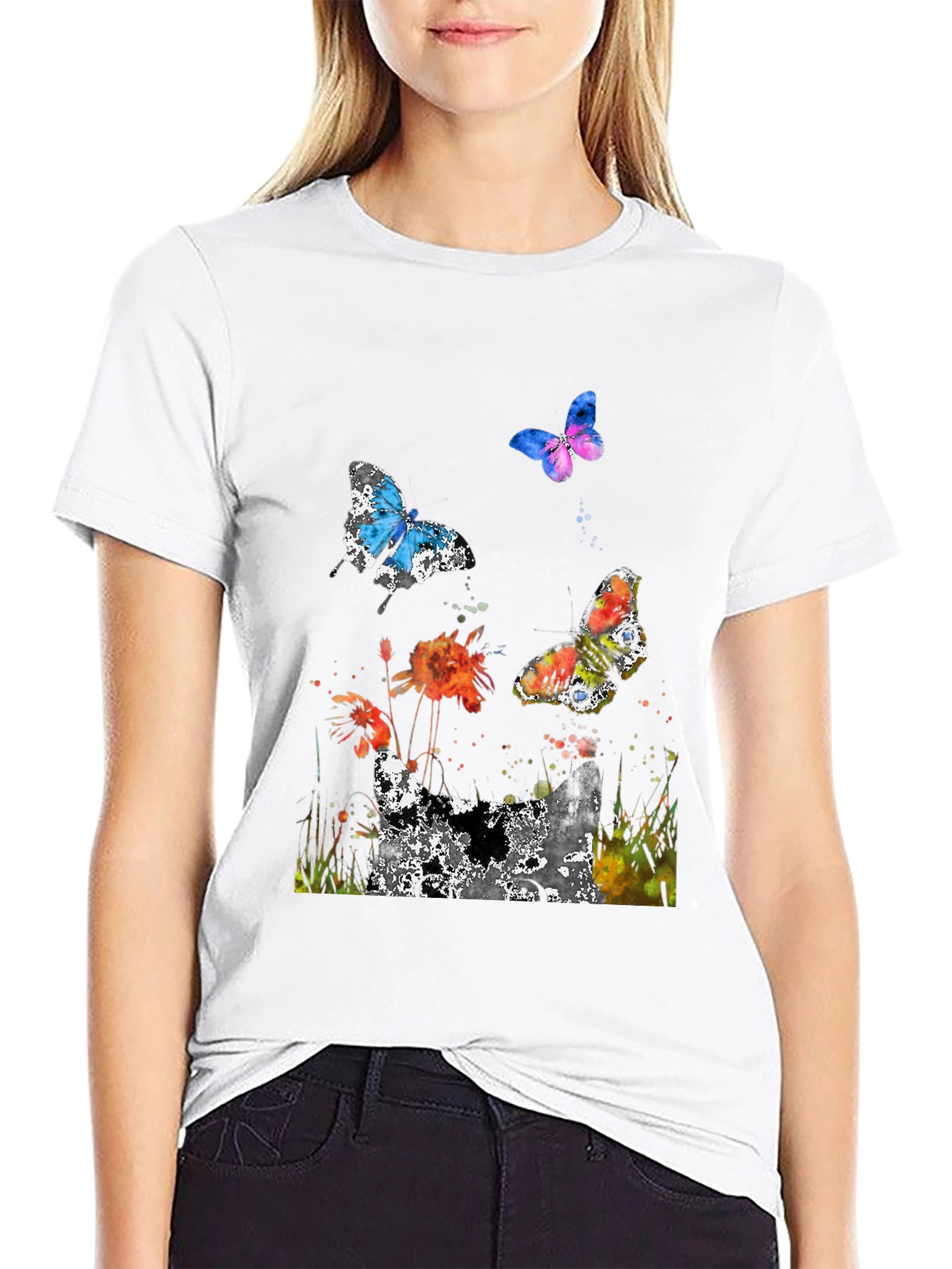 Butterfly Watercolor Graphic T-Shirt