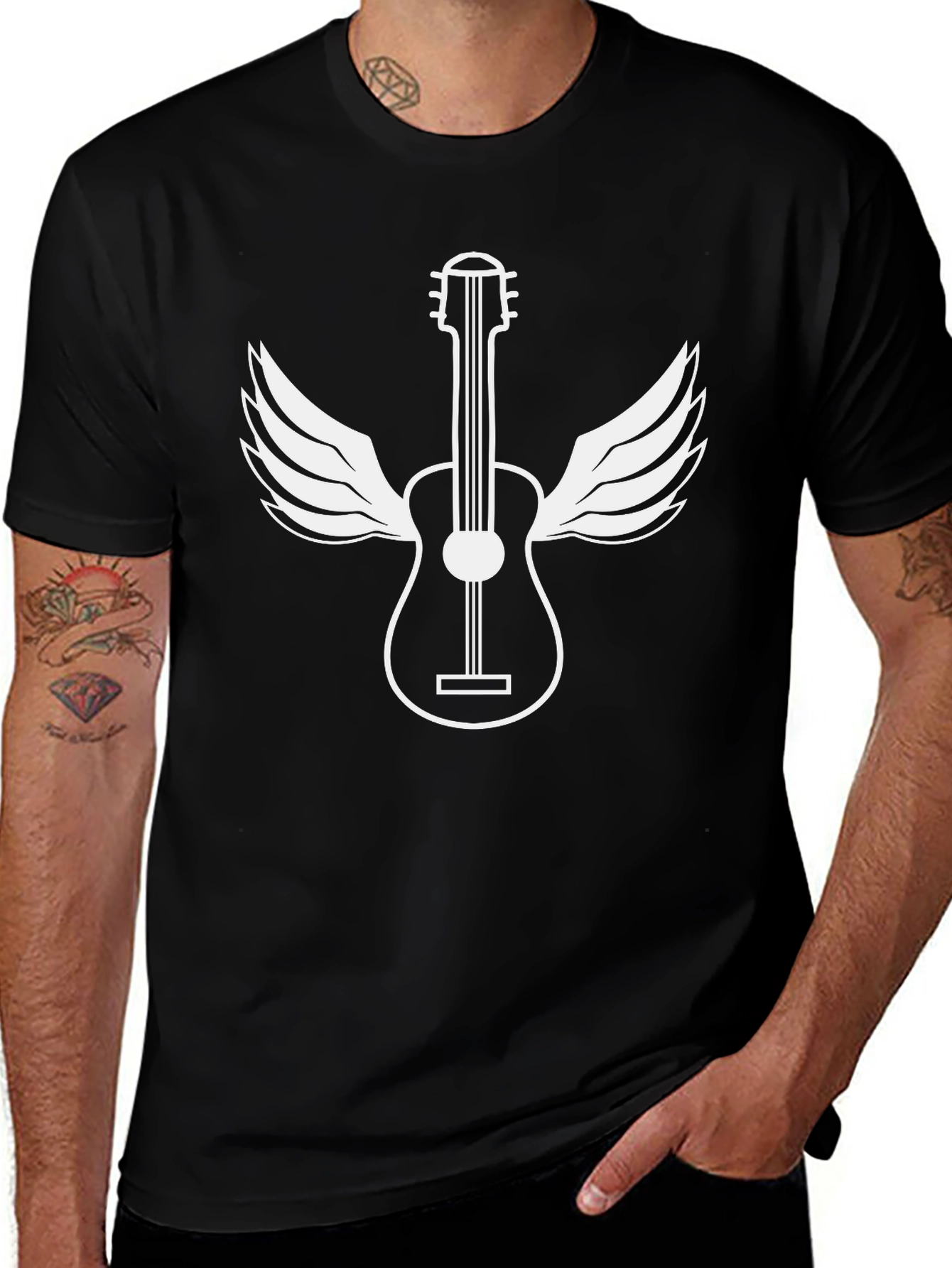Guitar Wings Black Graphic Tee