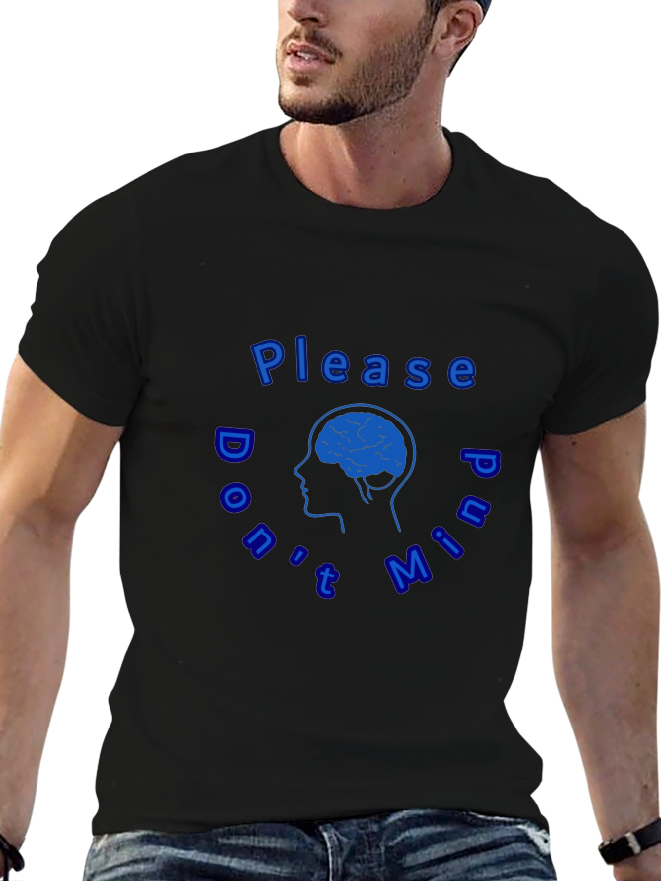Humorous Brain Silhouette Graphic T-Shirt