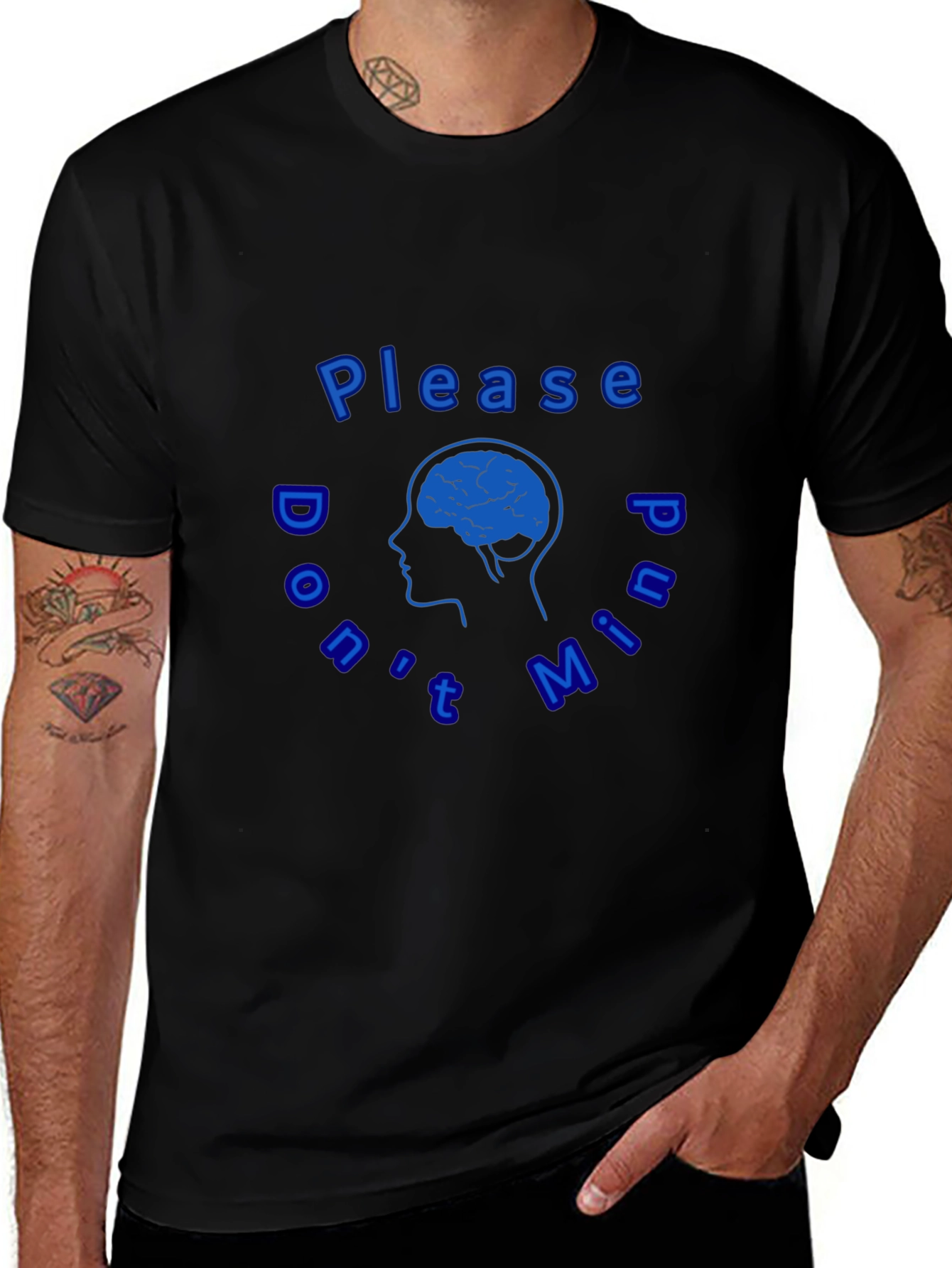 Humorous Brain Silhouette Graphic T-Shirt