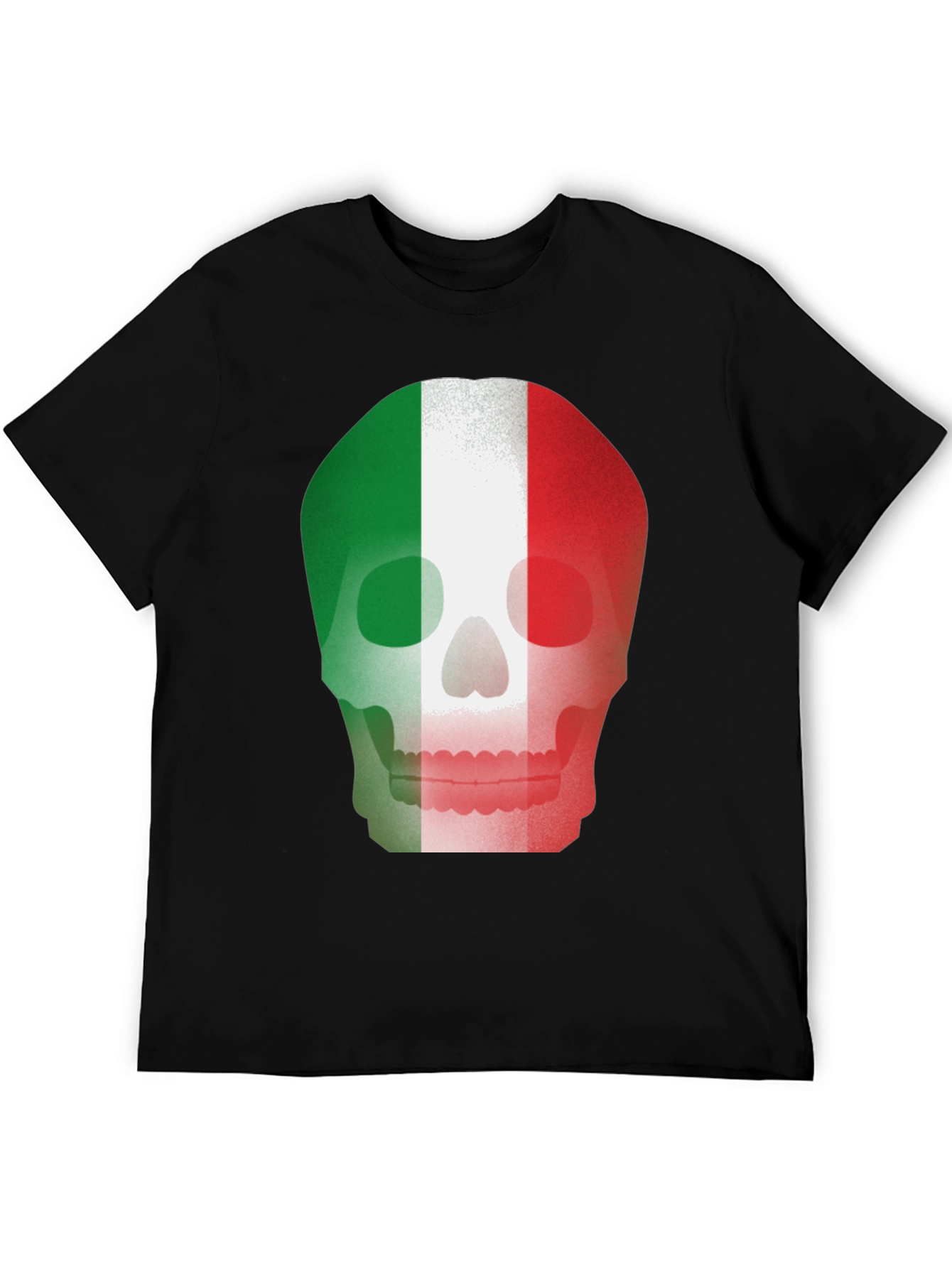 Italian Flag Skull Graphic Tee - Black T-Shirt