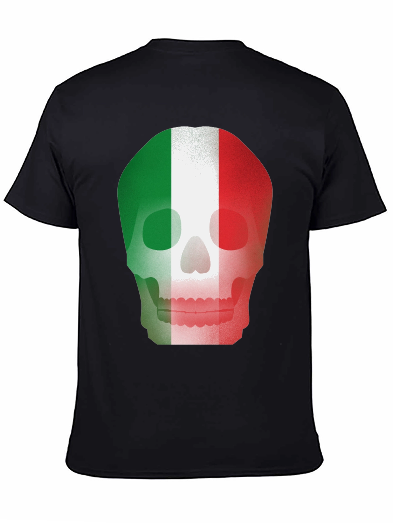 Italian Flag Skull Graphic Tee - Black T-Shirt
