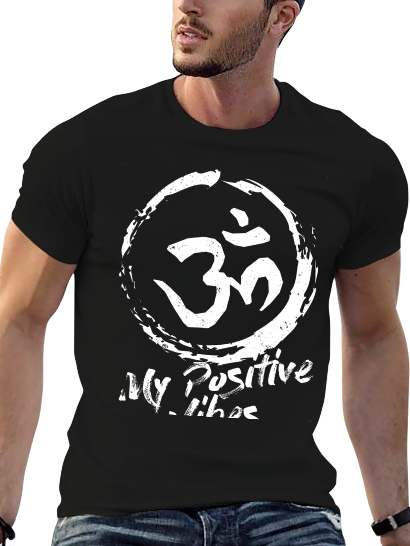 Mens Black My Positive Vibes Graphic Tee