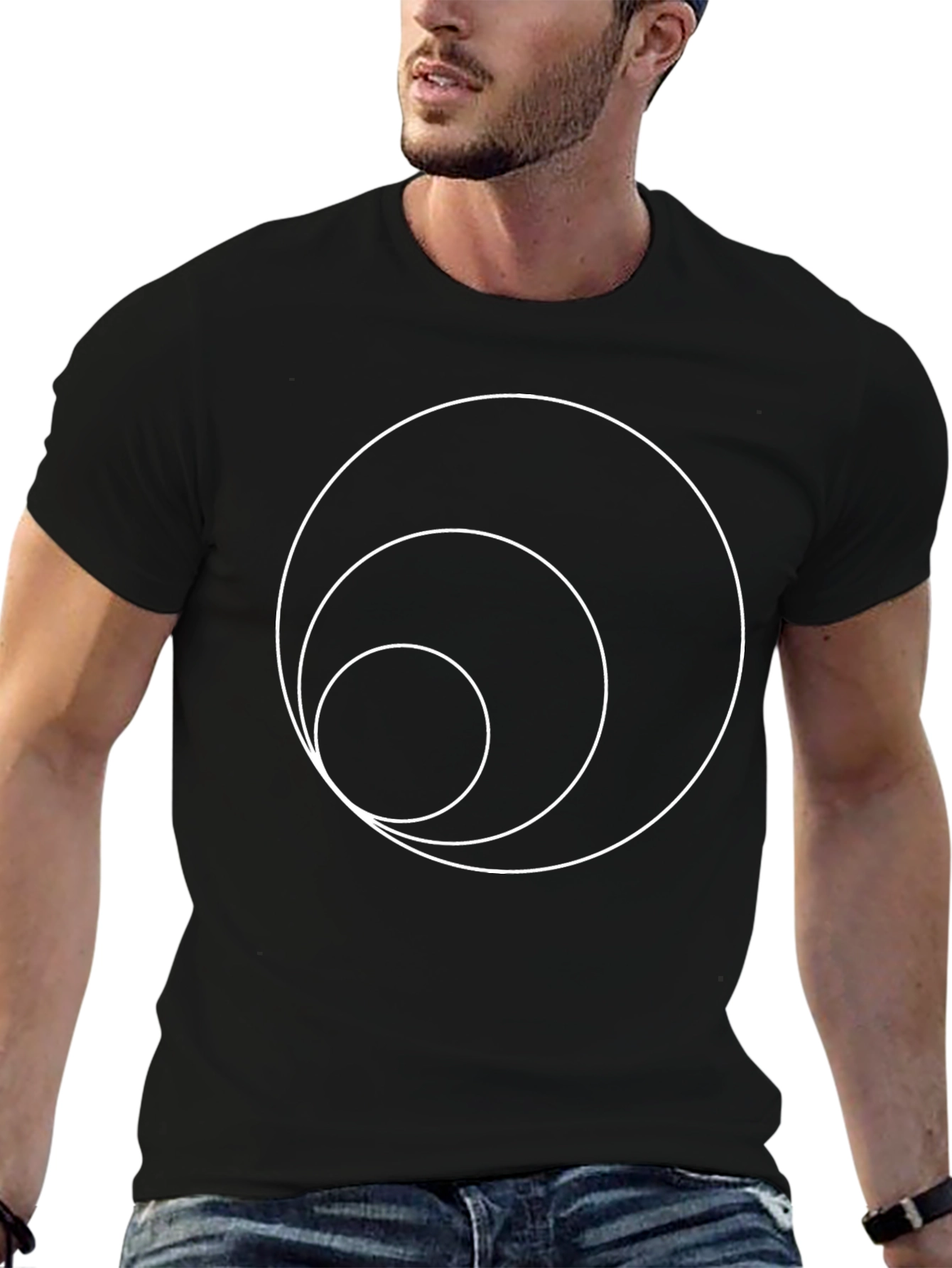 Minimalist Circle Graphic Black T-Shirt