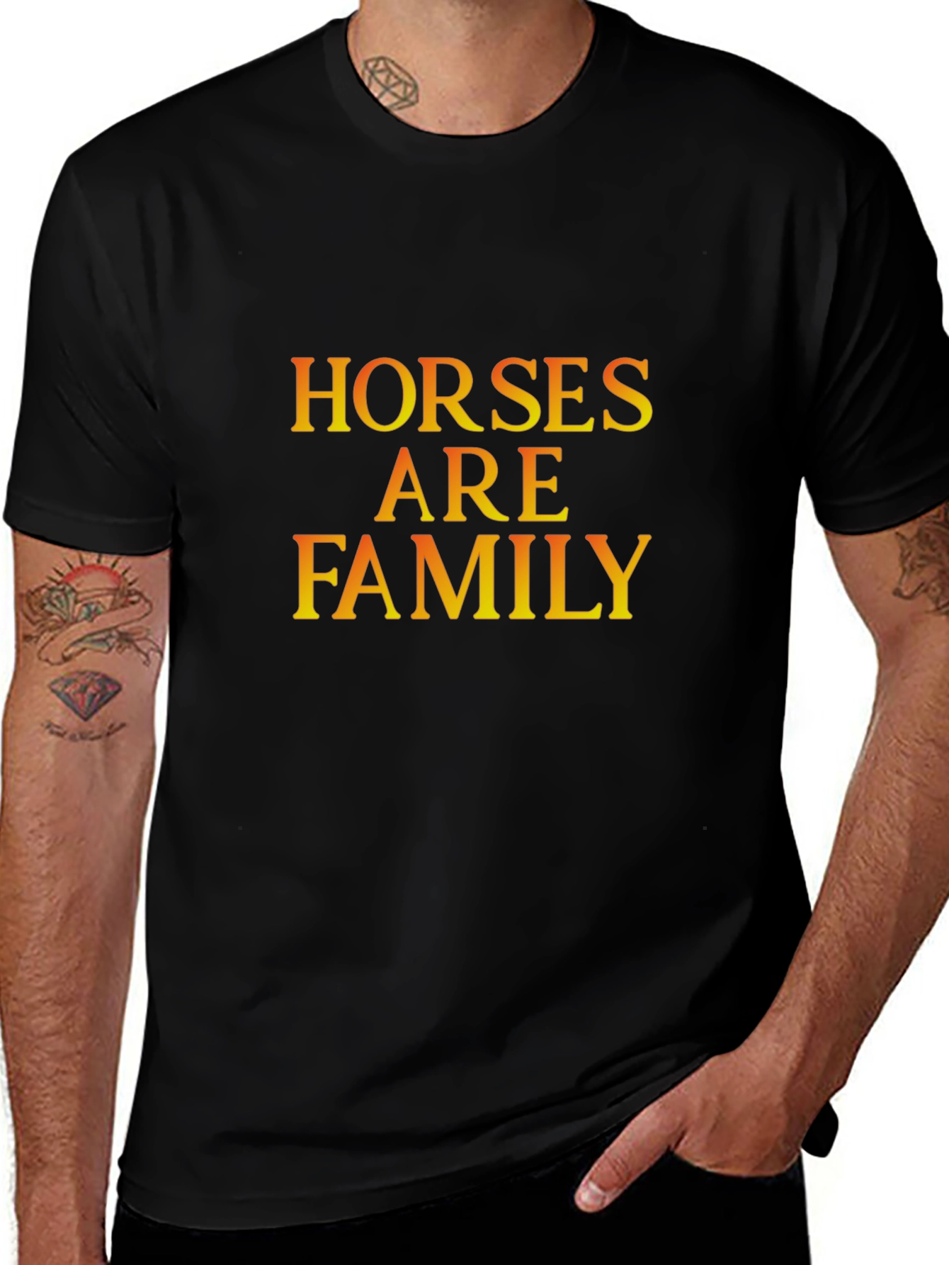 Horses Are Family Black Graphic Tee