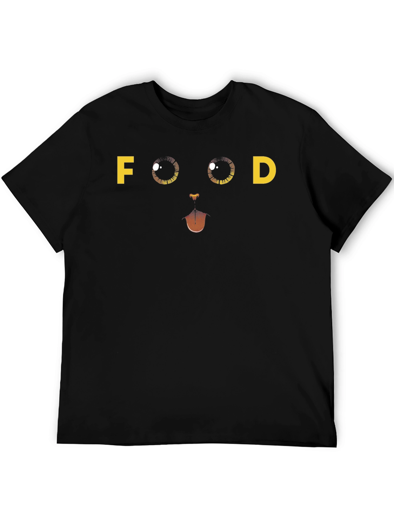 Funny FOOD Cat Face Graphic T-Shirt - Black
