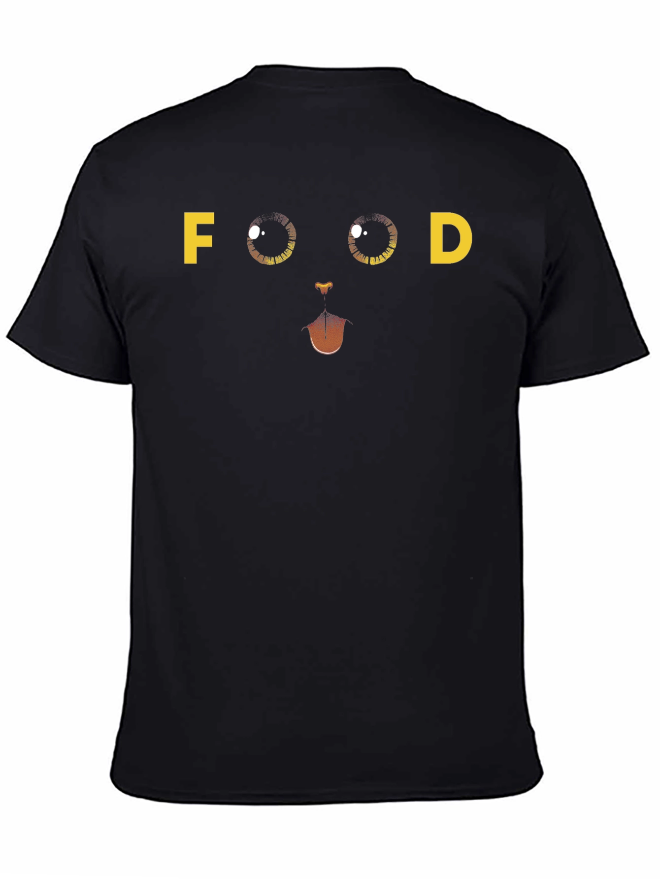 Funny FOOD Cat Face Graphic T-Shirt - Black