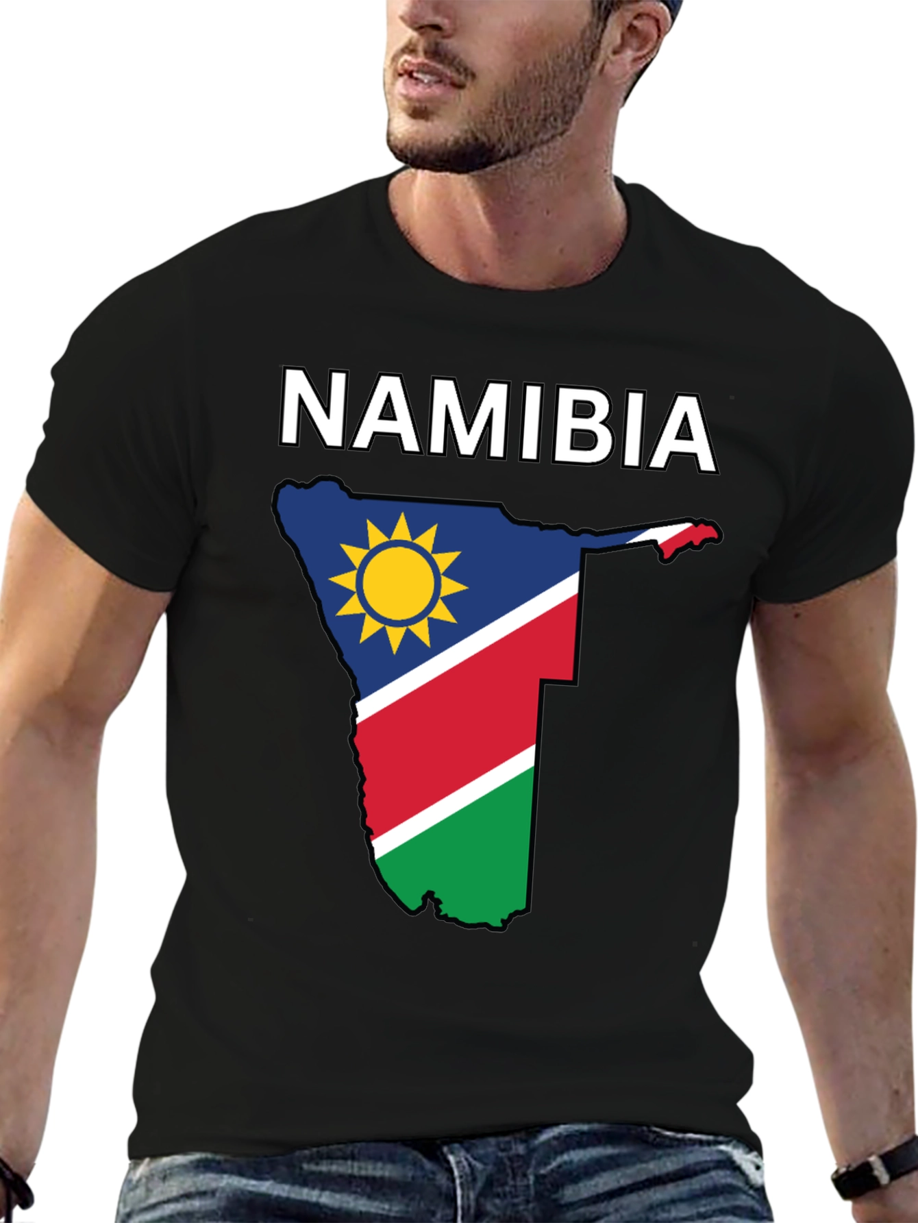 Namibia Flag T-Shirt - Black