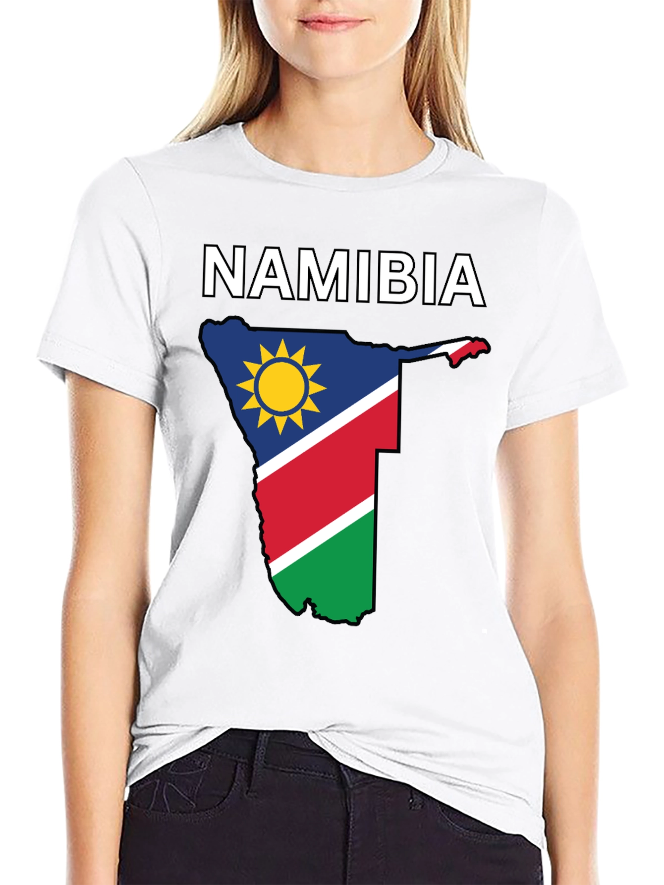 Namibia Flag T-Shirt - Black