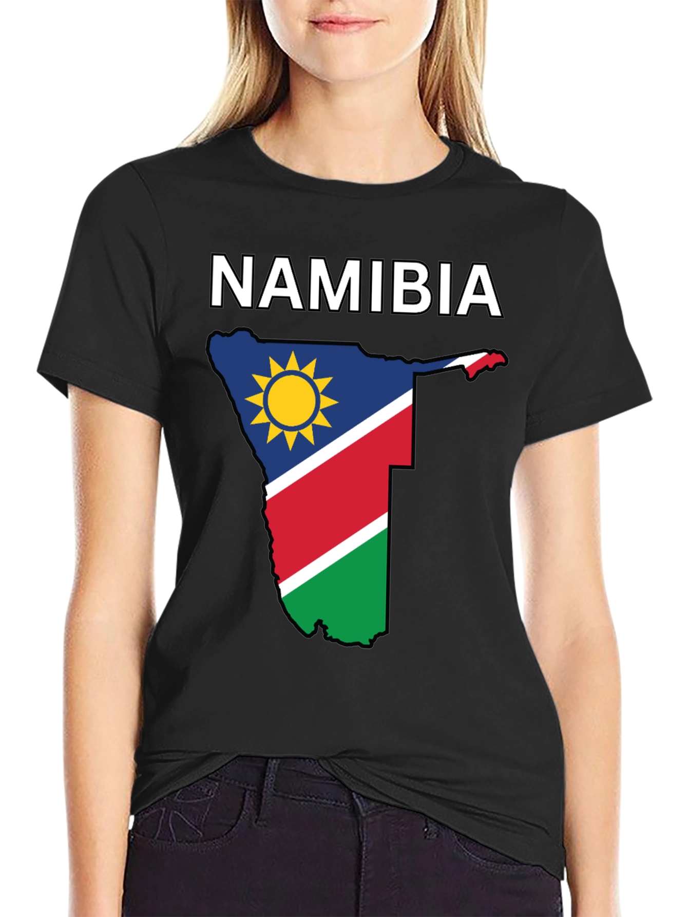 Namibia Flag T-Shirt - Black