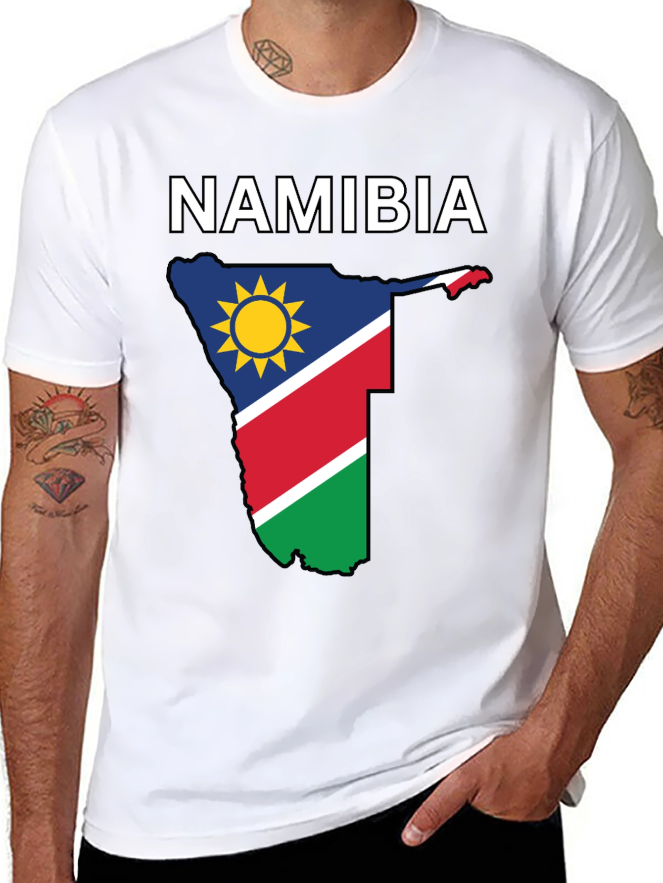 Namibia Flag T-Shirt - Black