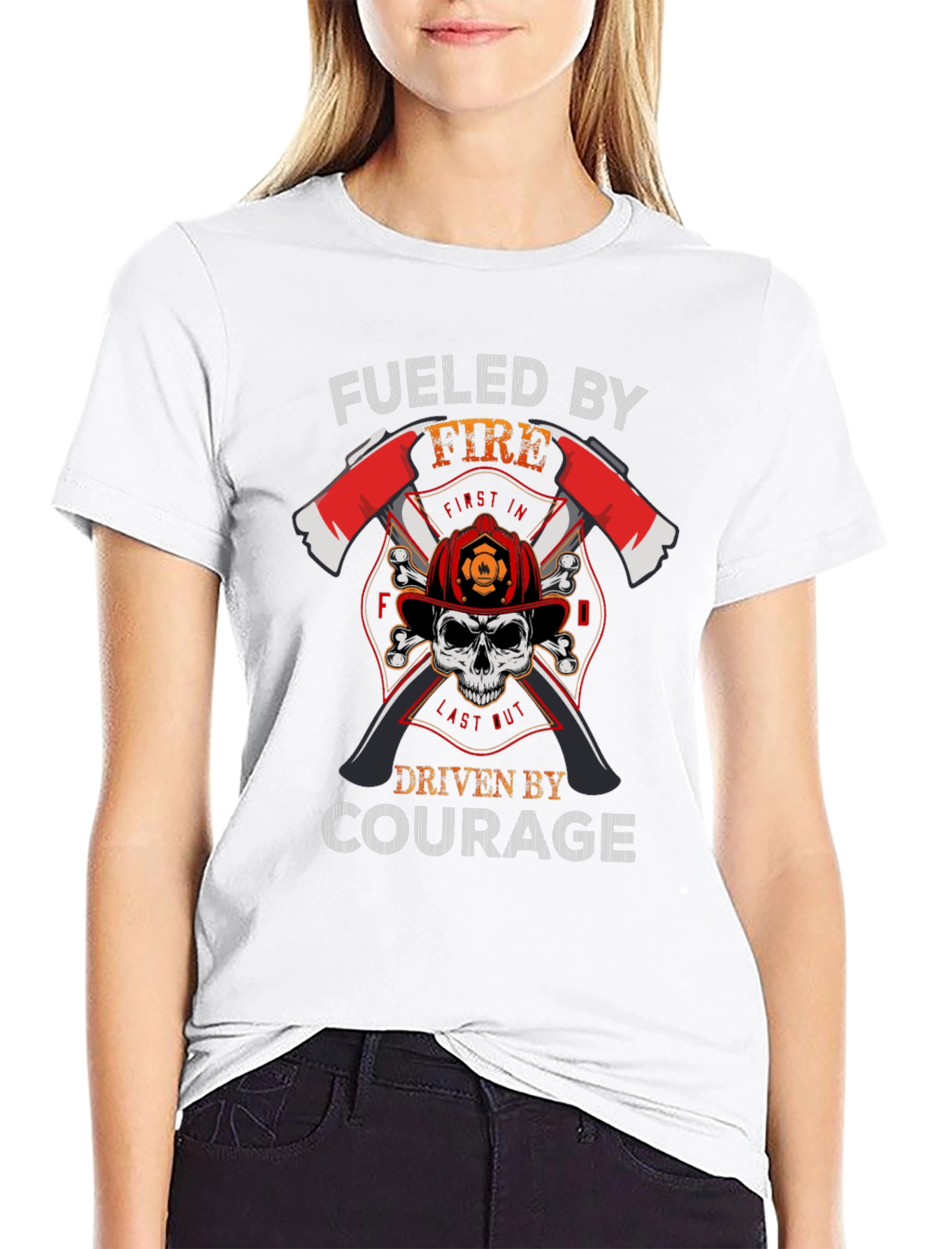 Fueled by Fire Courage Driven Firefighter T-Shirt