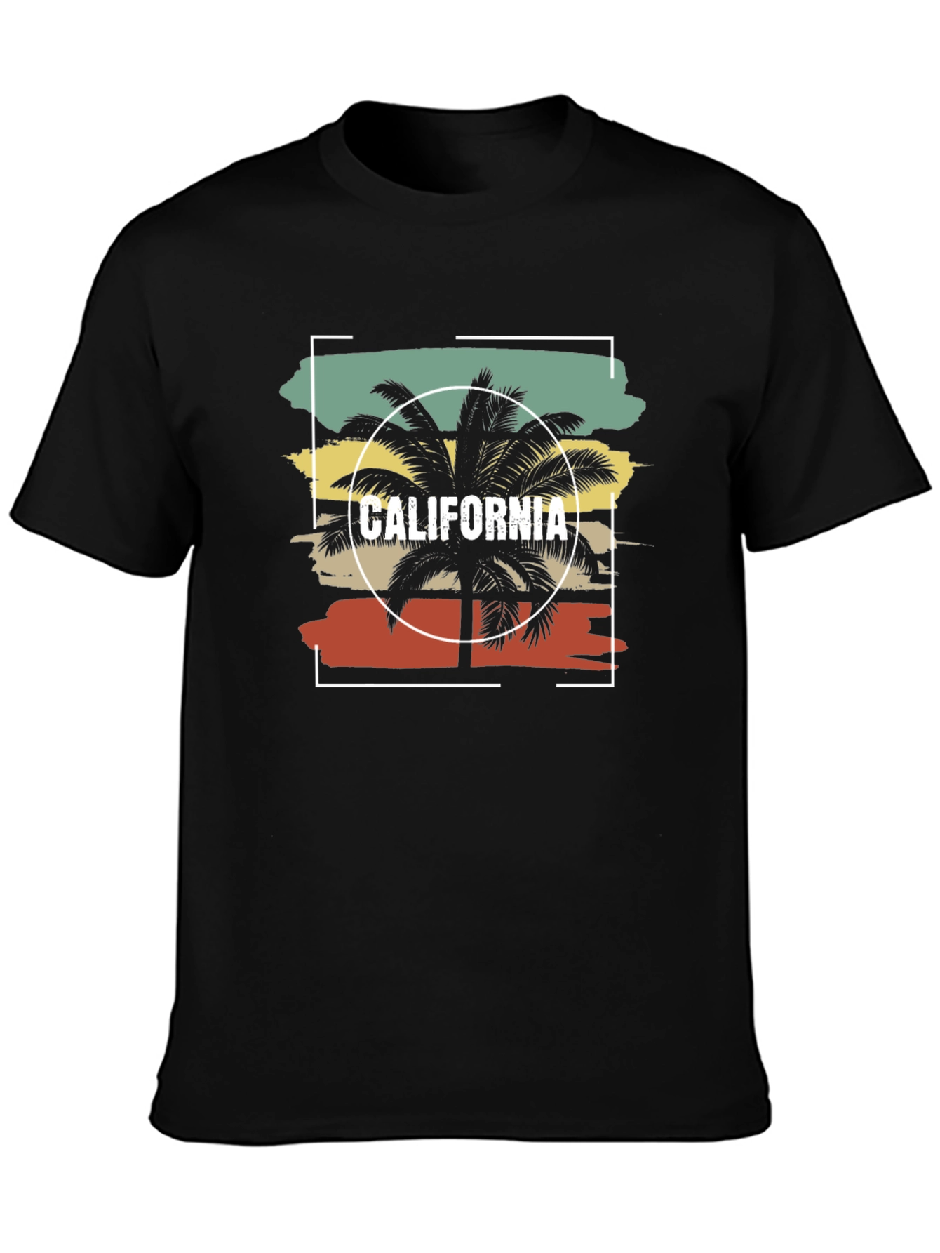 California Palm Tee - Retro Style Black T-Shirt
