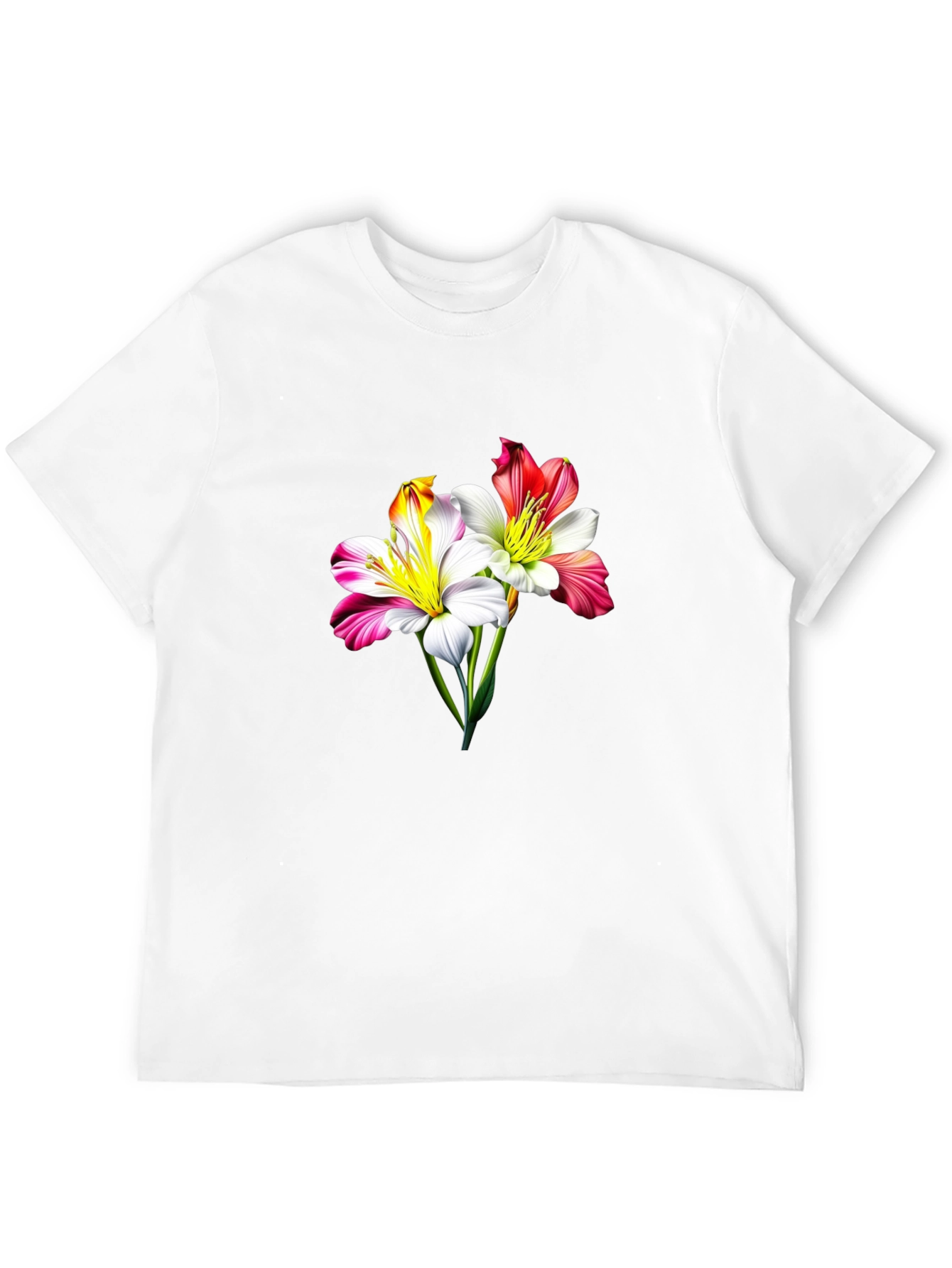 Floral Lily Graphic Tee - Stylish Black T-Shirt
