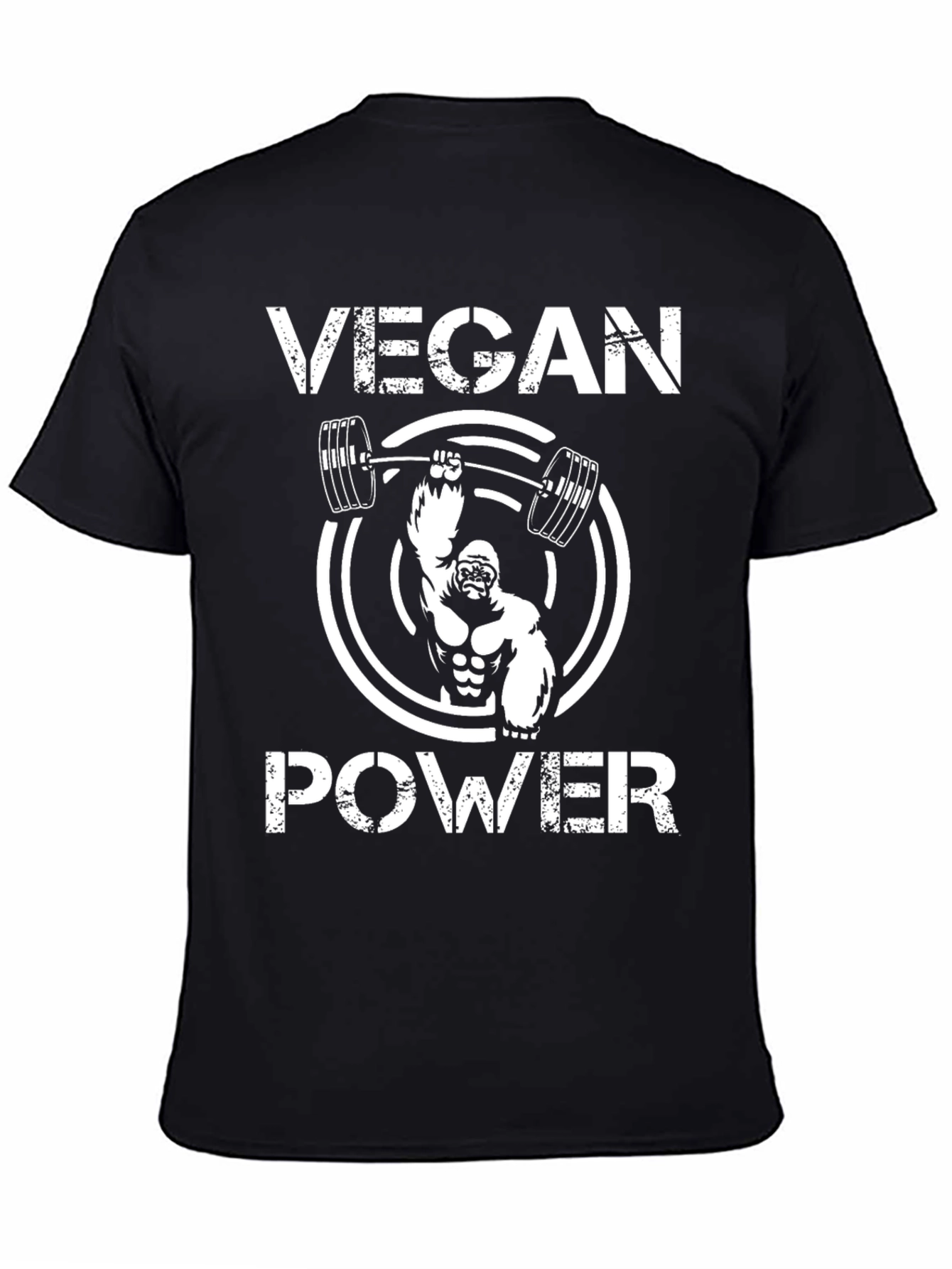 Vegan Power T-Shirt: Gorilla Weightlifting Design